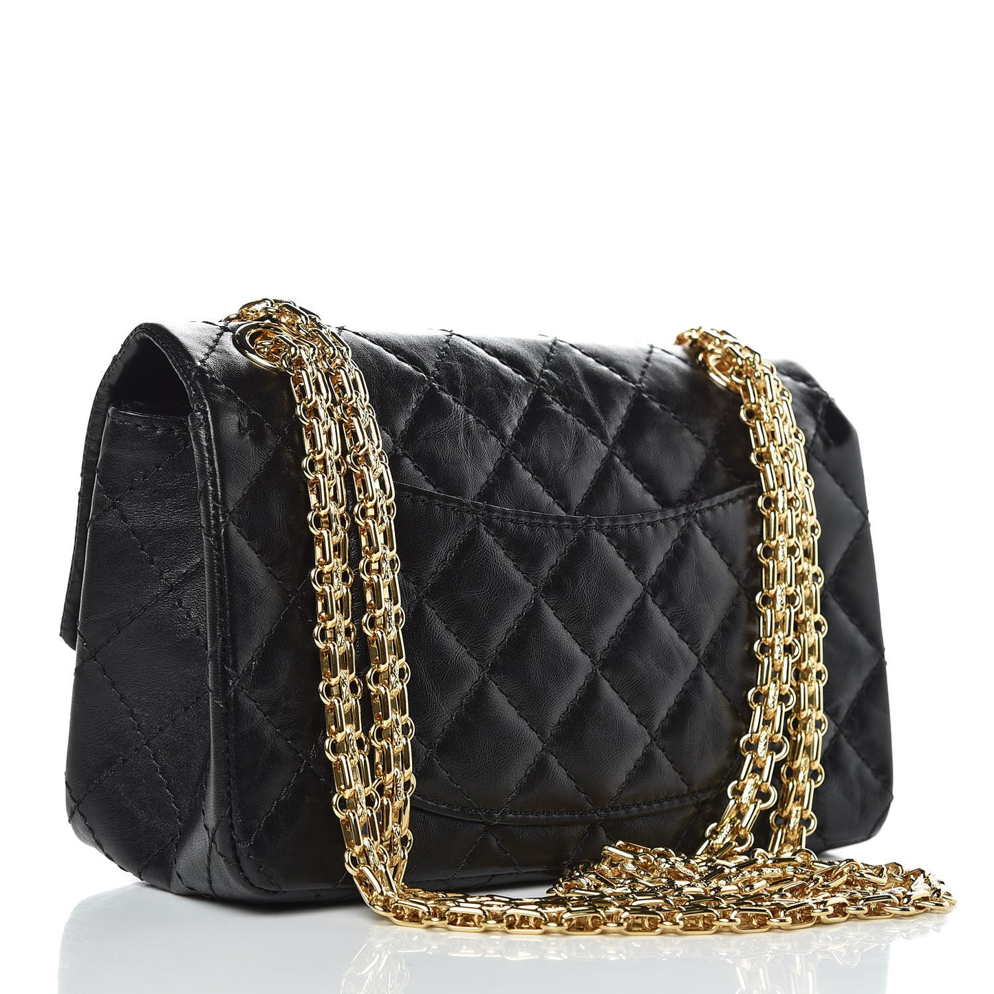 Aged Calfskin Quilted 2.55 Reissue Mini Flap Black