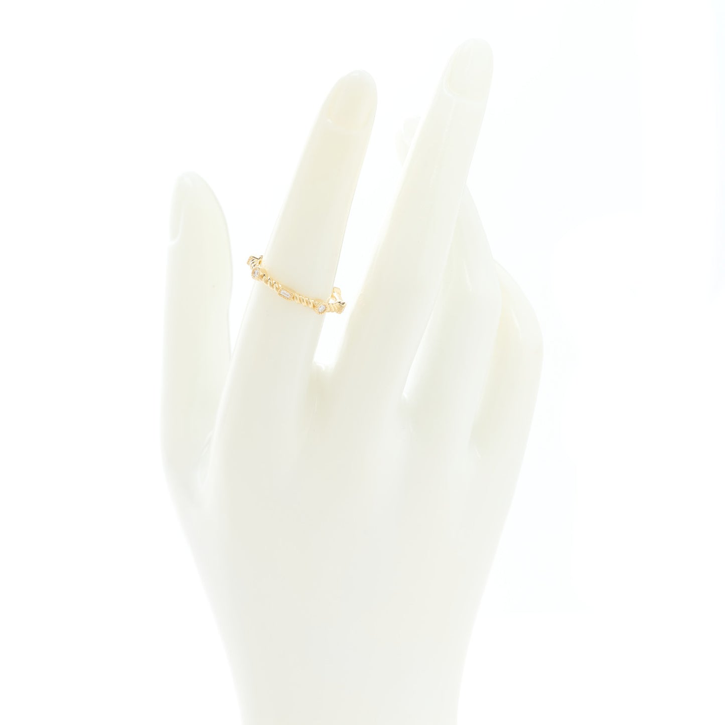 18K Yellow Gold Diamond Rope Band Ring 53 6.25