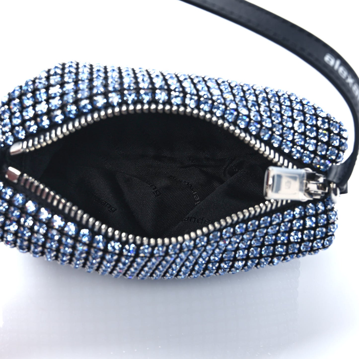 Mesh Crystal Rhinestone Mini Heiress Pouch Baby Blue