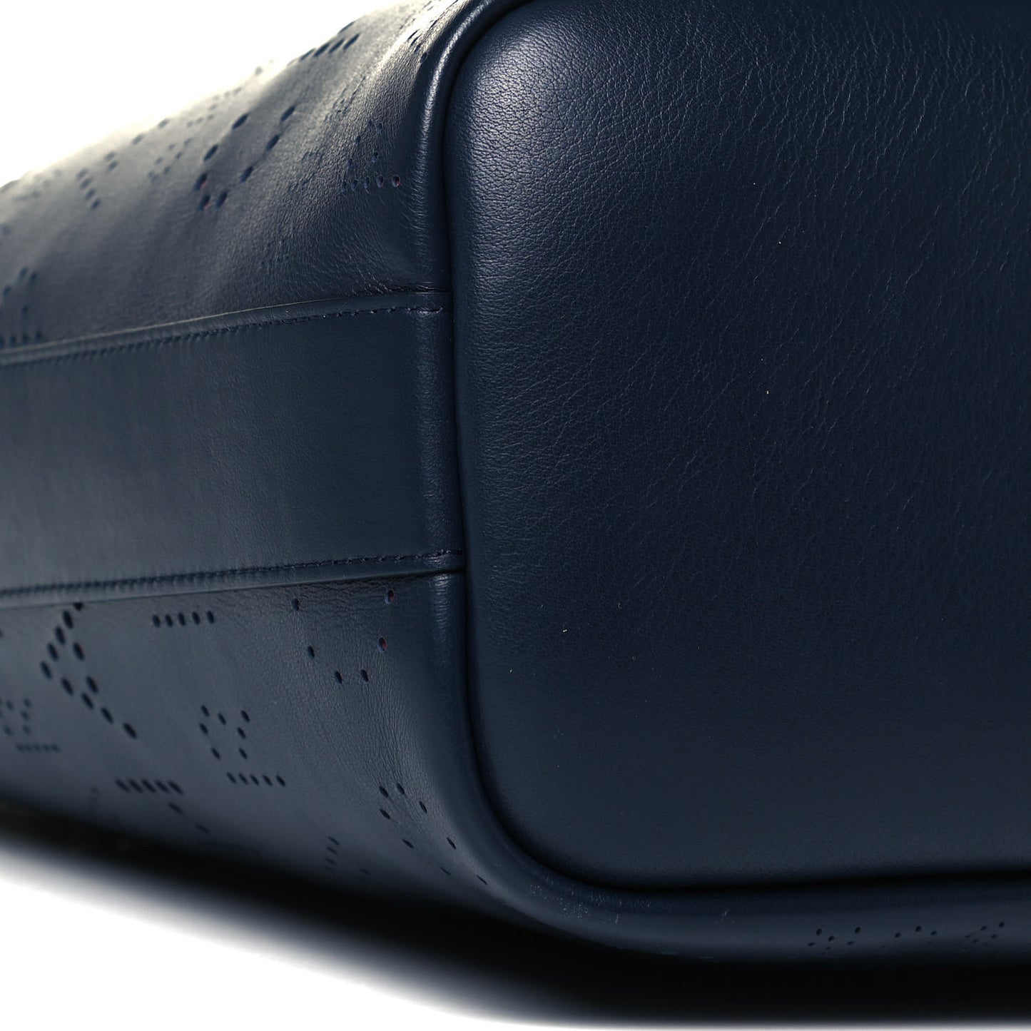 Calfskin Tweed Small Logo Eyelets Shopping Tote Navy Blue
