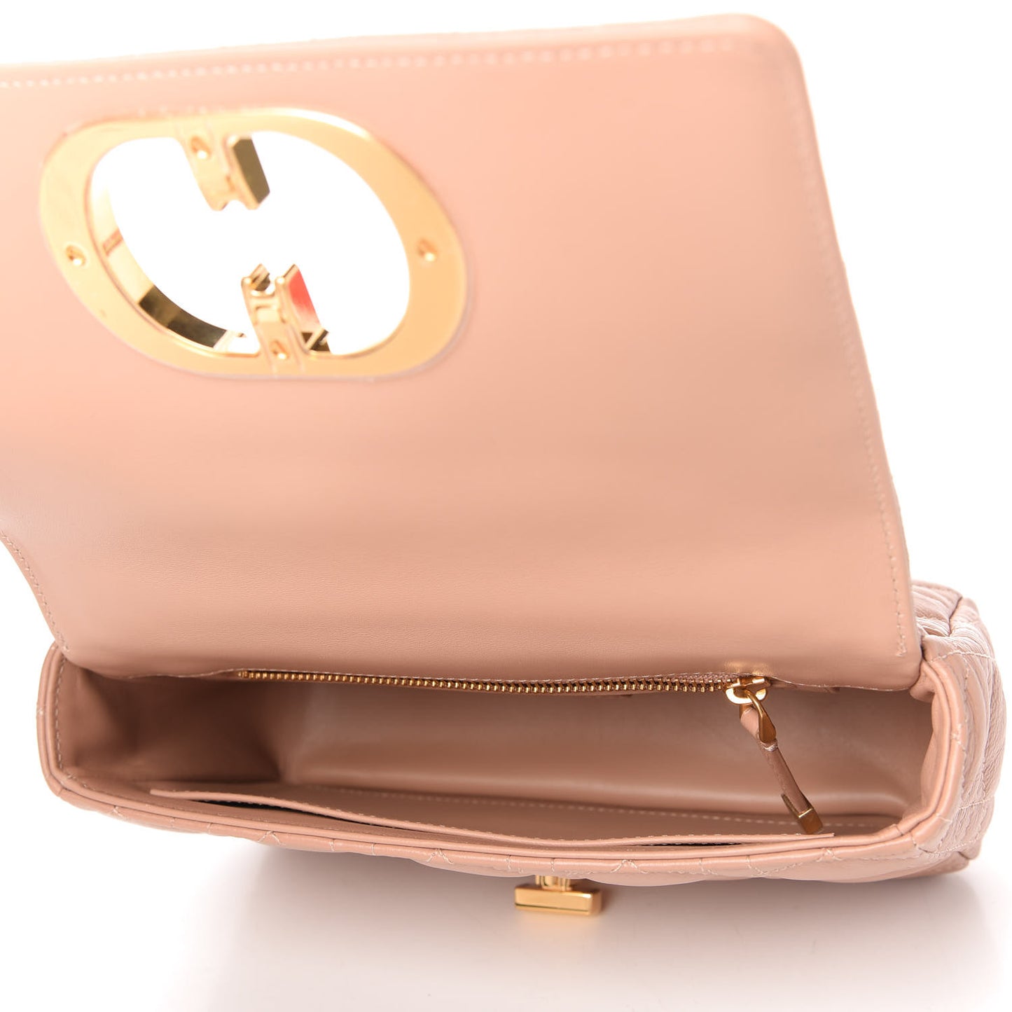 Calfskin Cannage Small Caro Bag Rose De Vents