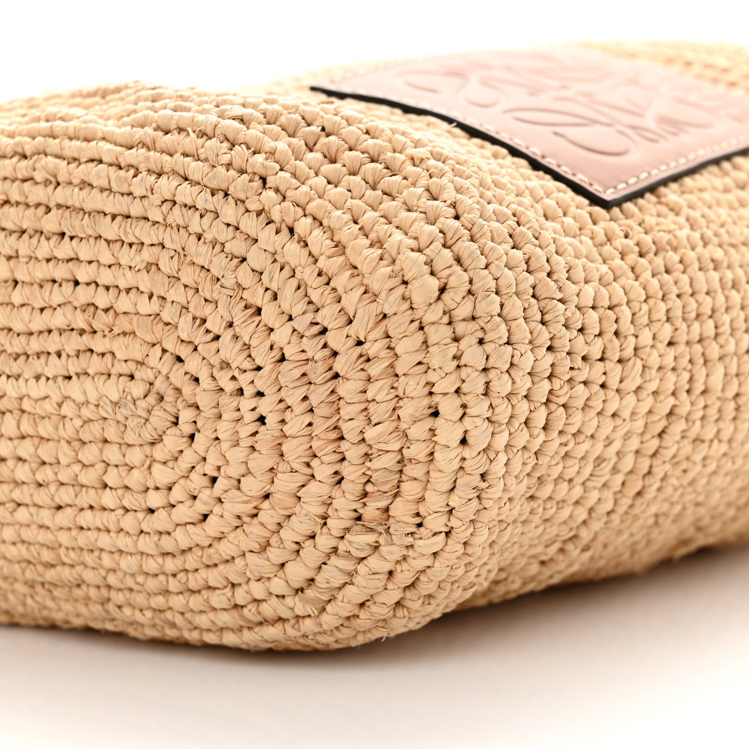 Loewe Calfskin Raffia Anagram Paulas Ibiza Pochette Bag Natural Tan 10 of 11