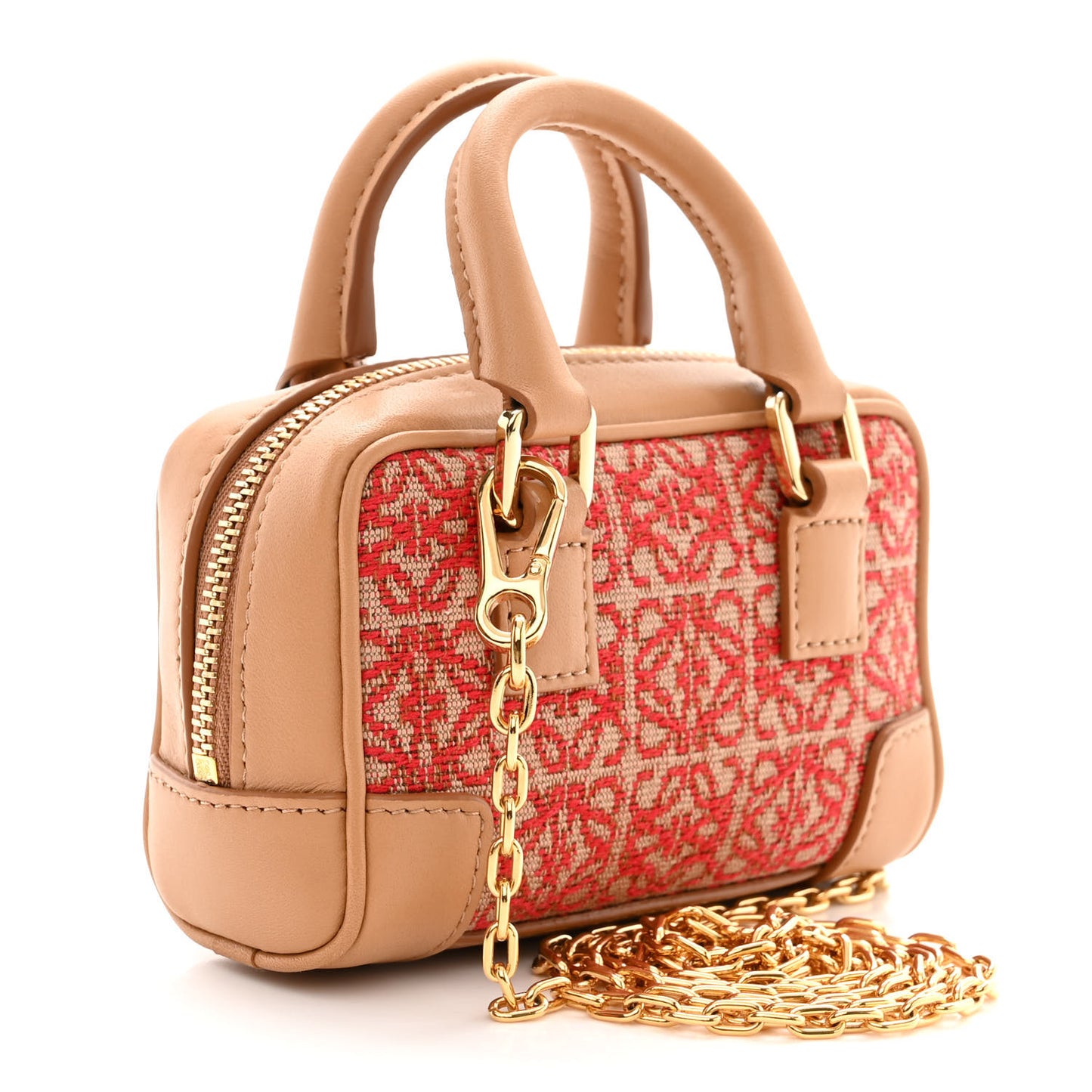 Jacquard Anagram Calfskin Amazona Nano Brown Red