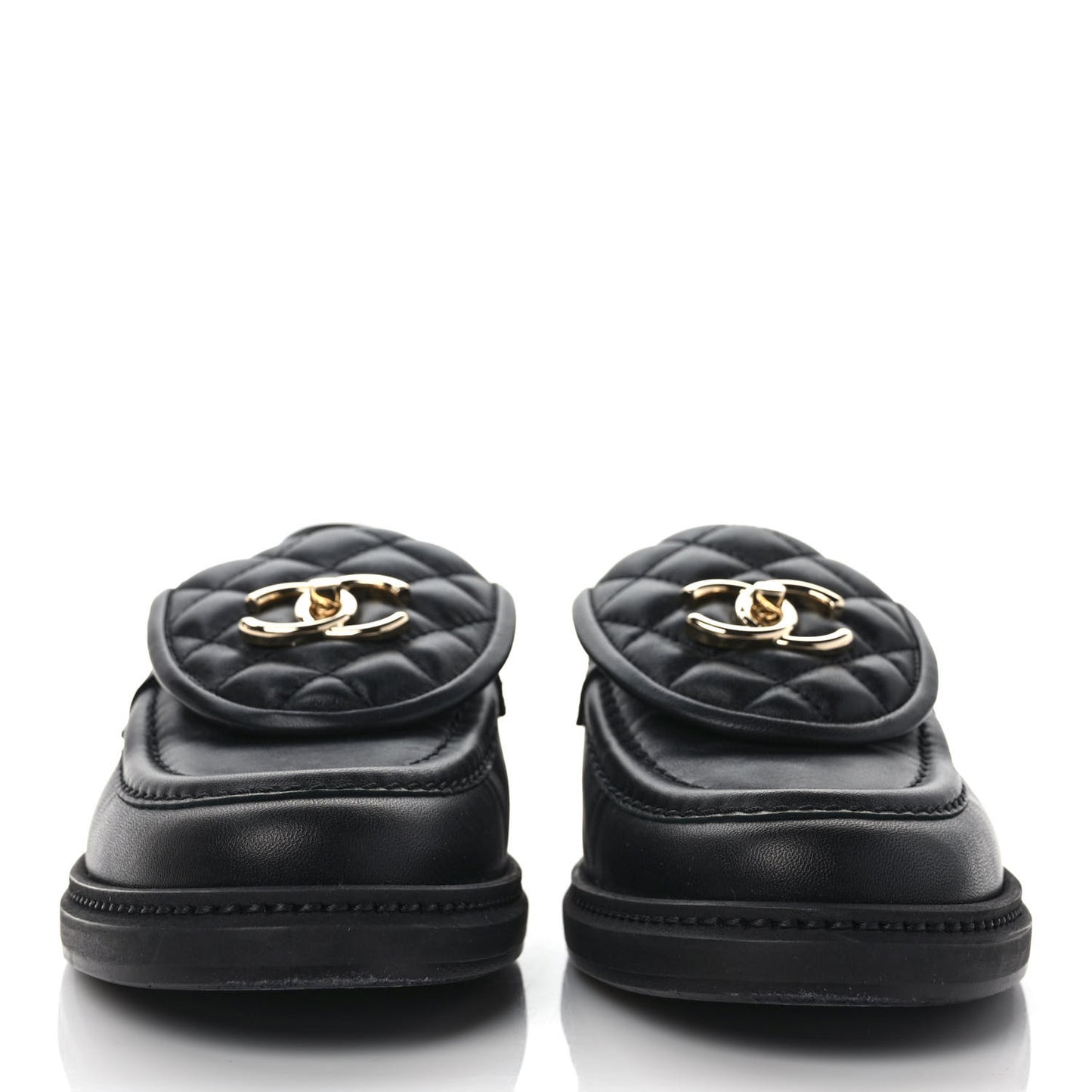 Lambskin Quilted CC Turnlock Loafers 38.5 Black