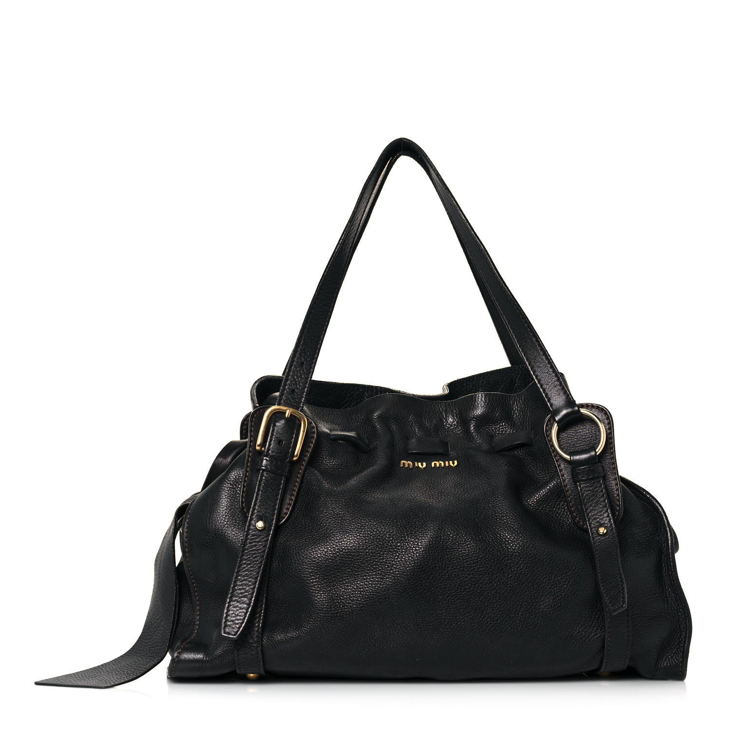 miu miu vitello lux 2way ribbon bag 黒 Miu Miu Vitello Lux Peggy Bow Tote Black 1016226 – FASHIONPHILE