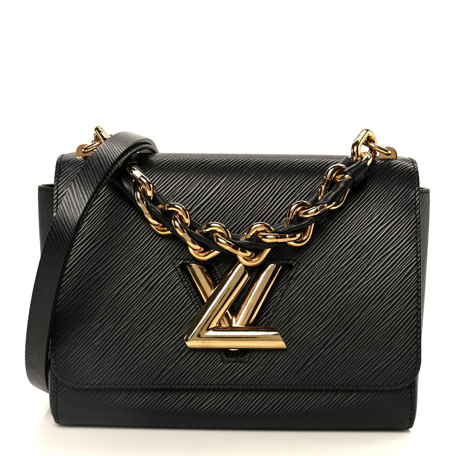 Louis Vuitton Epi Twist Braided Strap Shoulder Bag MM Black