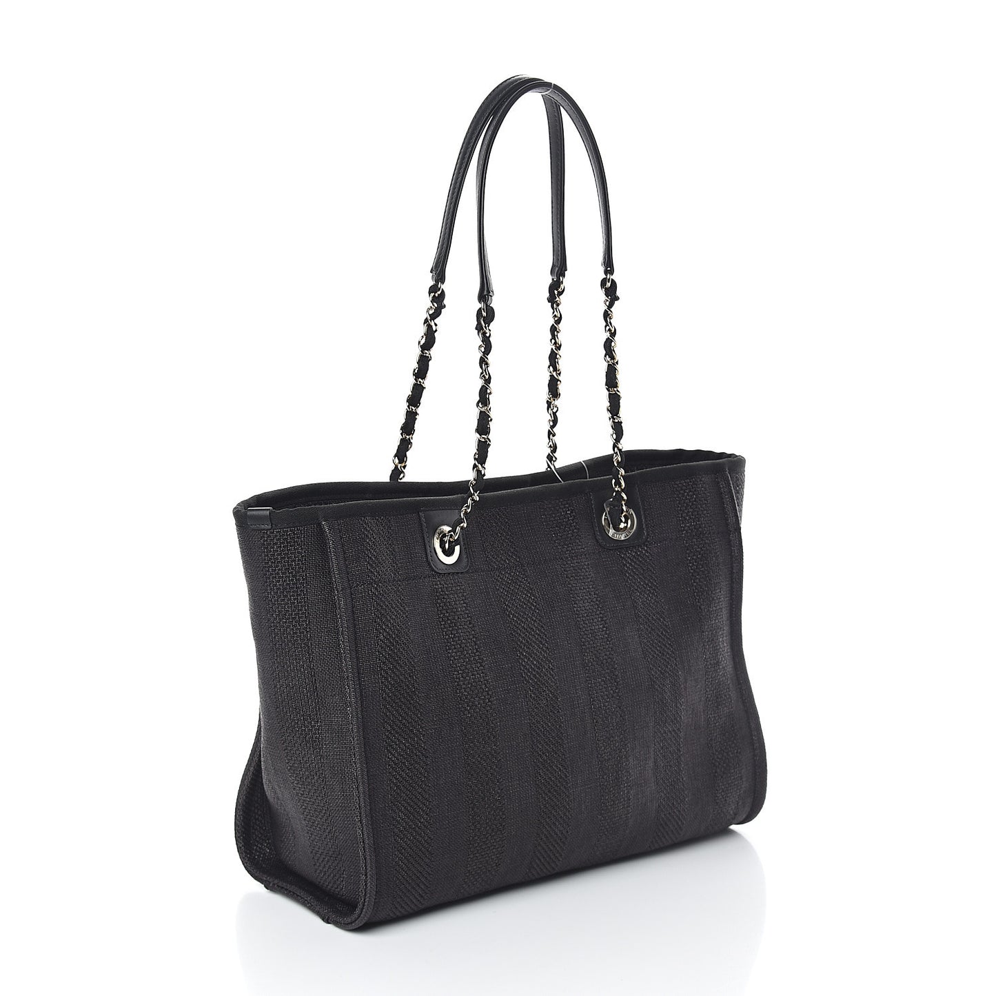 Mixed Fibers Striped Small Deauville Tote Black