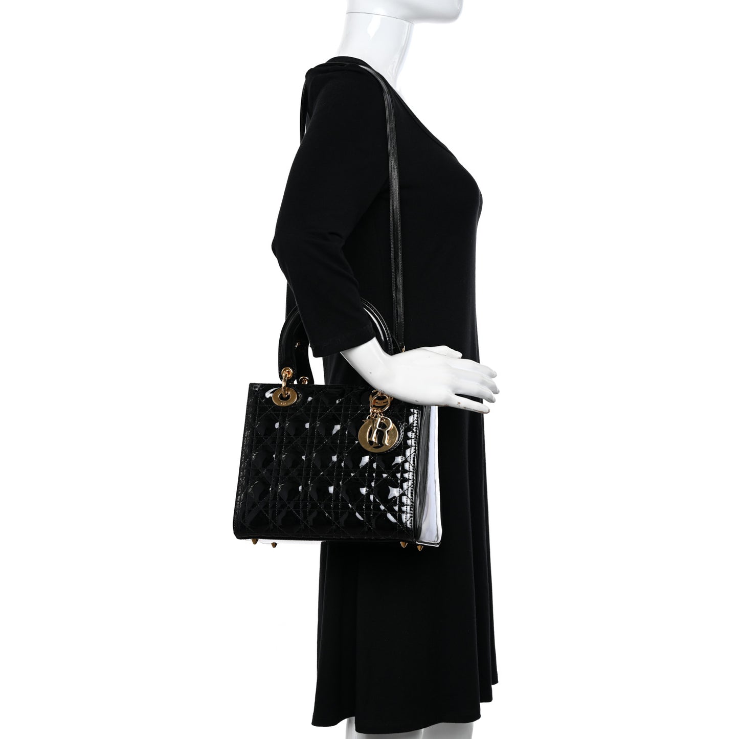 Patent Cannage Medium Lady Dior Black
