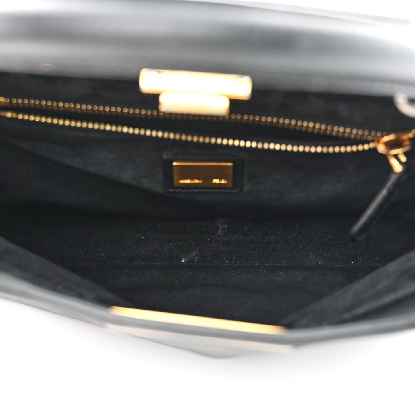 Vitello Suede Medium Peekaboo Iconic Satchel Black