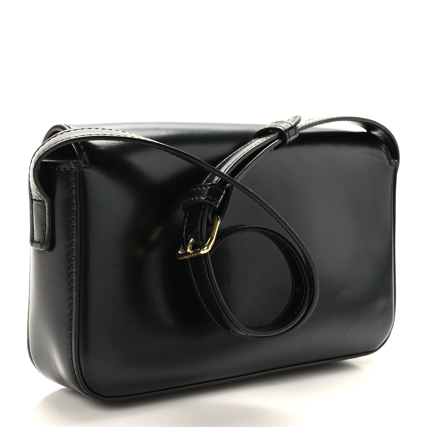 Shiny Calfskin Triomphe Shoulder Bag Black