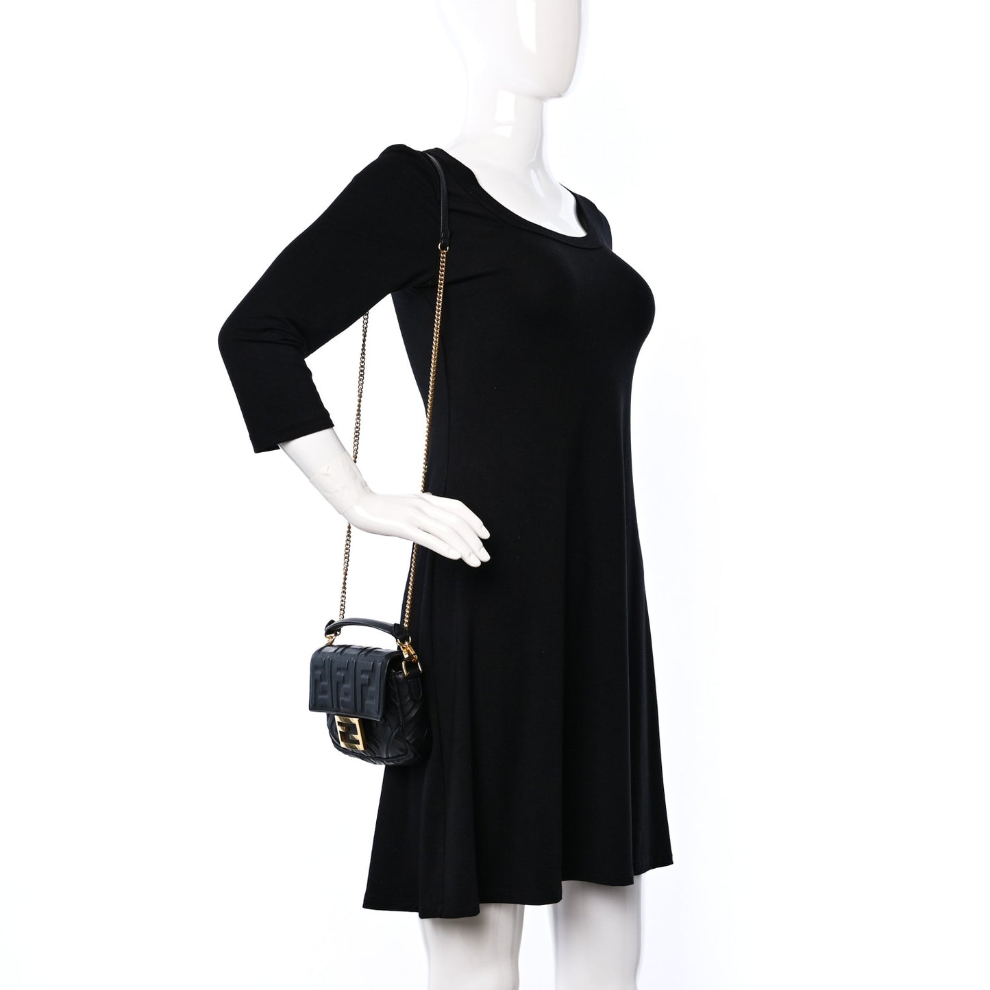 Nappa FF 1974 Embossed Mini Baguette Black