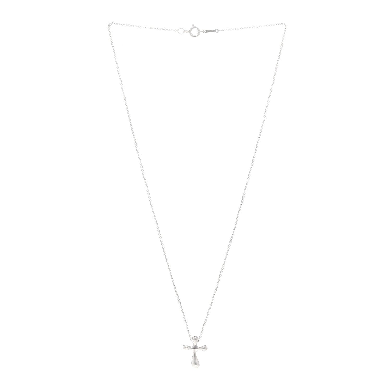 Tiffany Sterling Silver 12mm Elsa Peretti Cross Pendant Necklace 3 of 4
