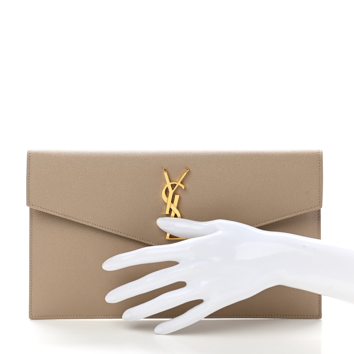 Saint Laurent Grain De Poudre Uptown Pouch Dark Beige 2 of 8