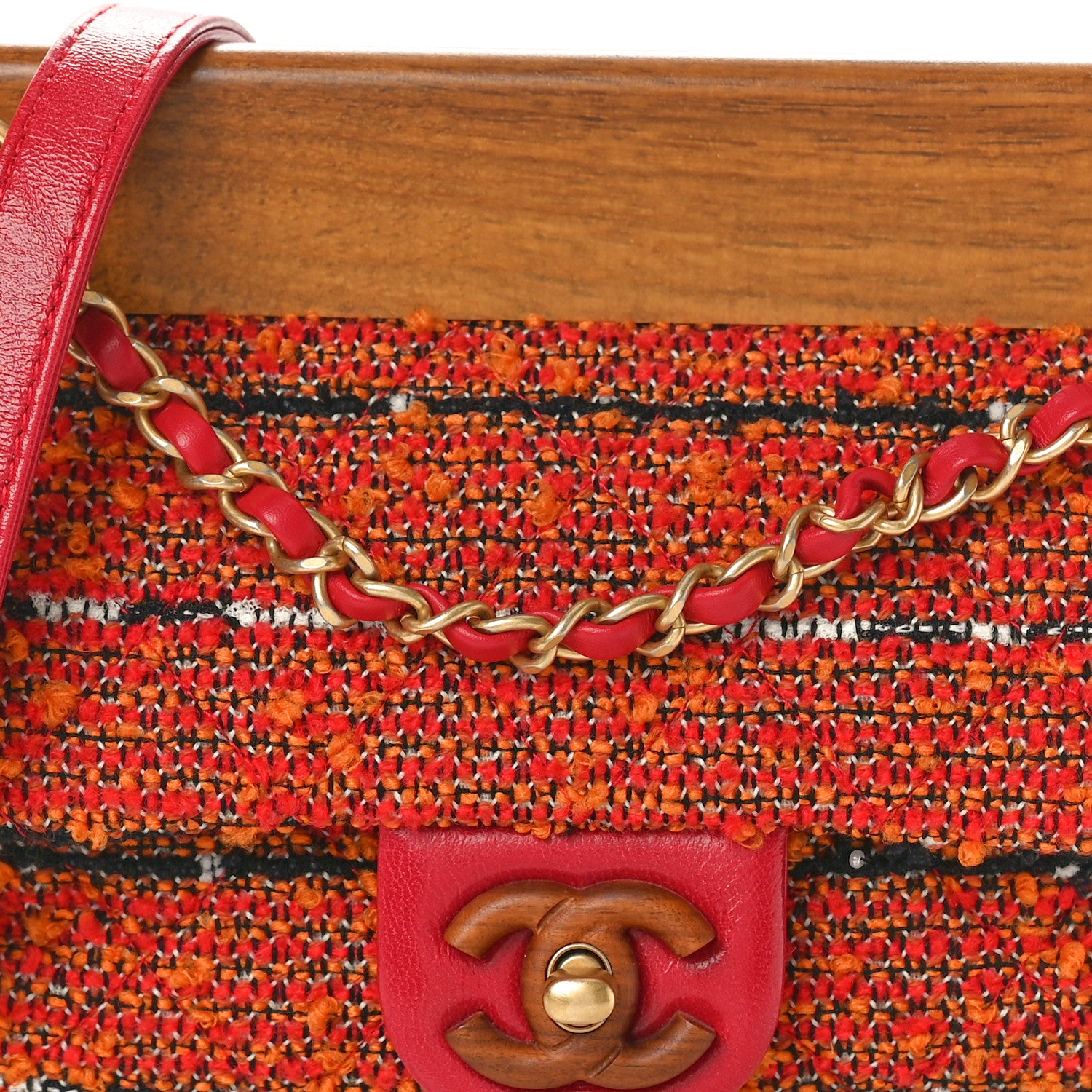 Chanel Tweed Knock On Wood Mini Flap Red 8 of 12