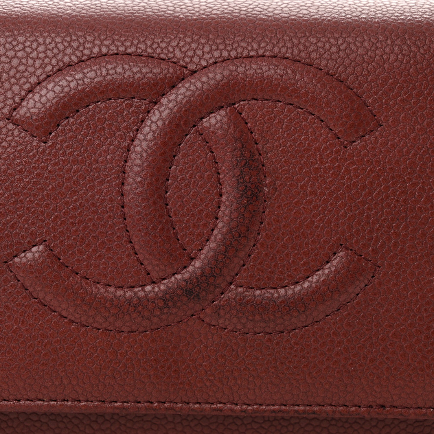 Chanel Caviar Timeless CC Wallet on Chain WOC Dark Red 14 of 16