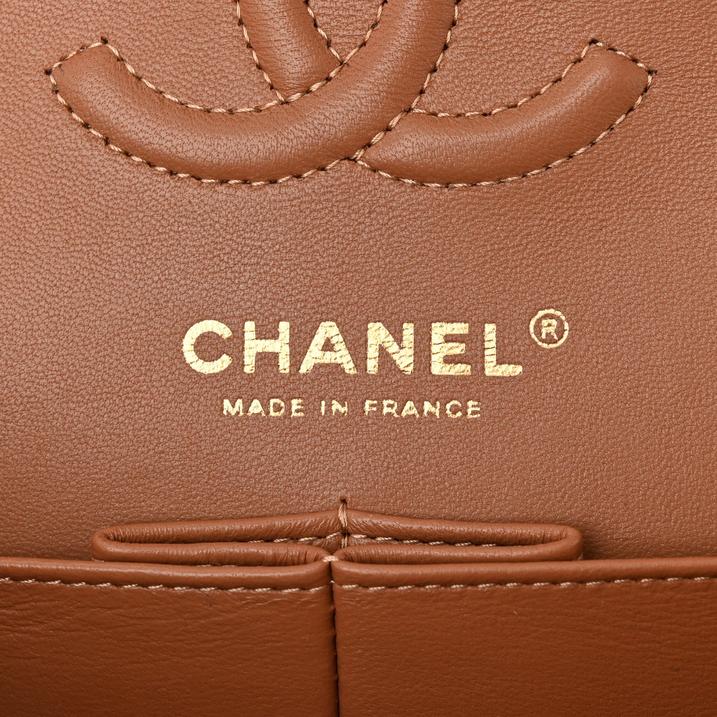 Lambskin Quilted Small Double Flap Brown
