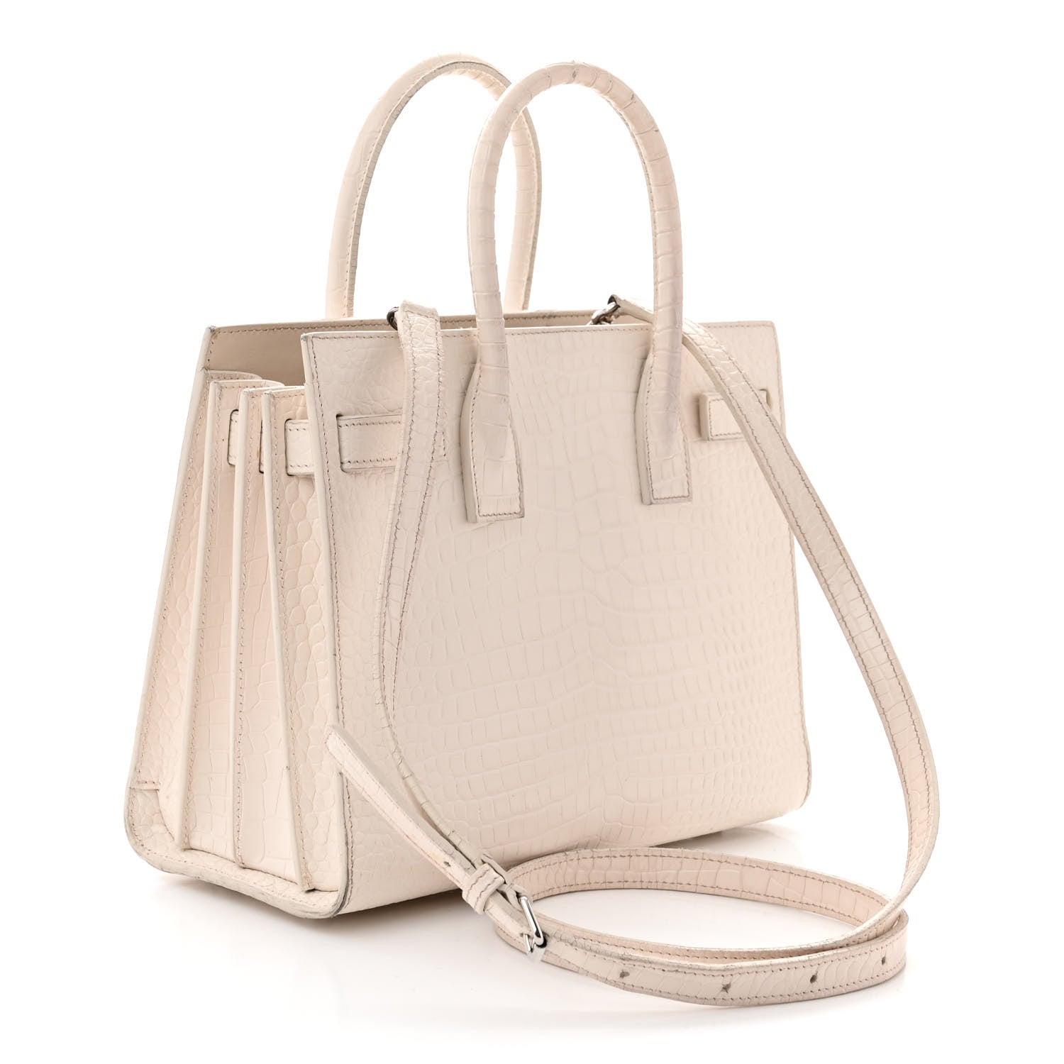 Saint Laurent Calfskin Crocodile Embossed Baby Sac De Jour Crema Soft 3 of 20