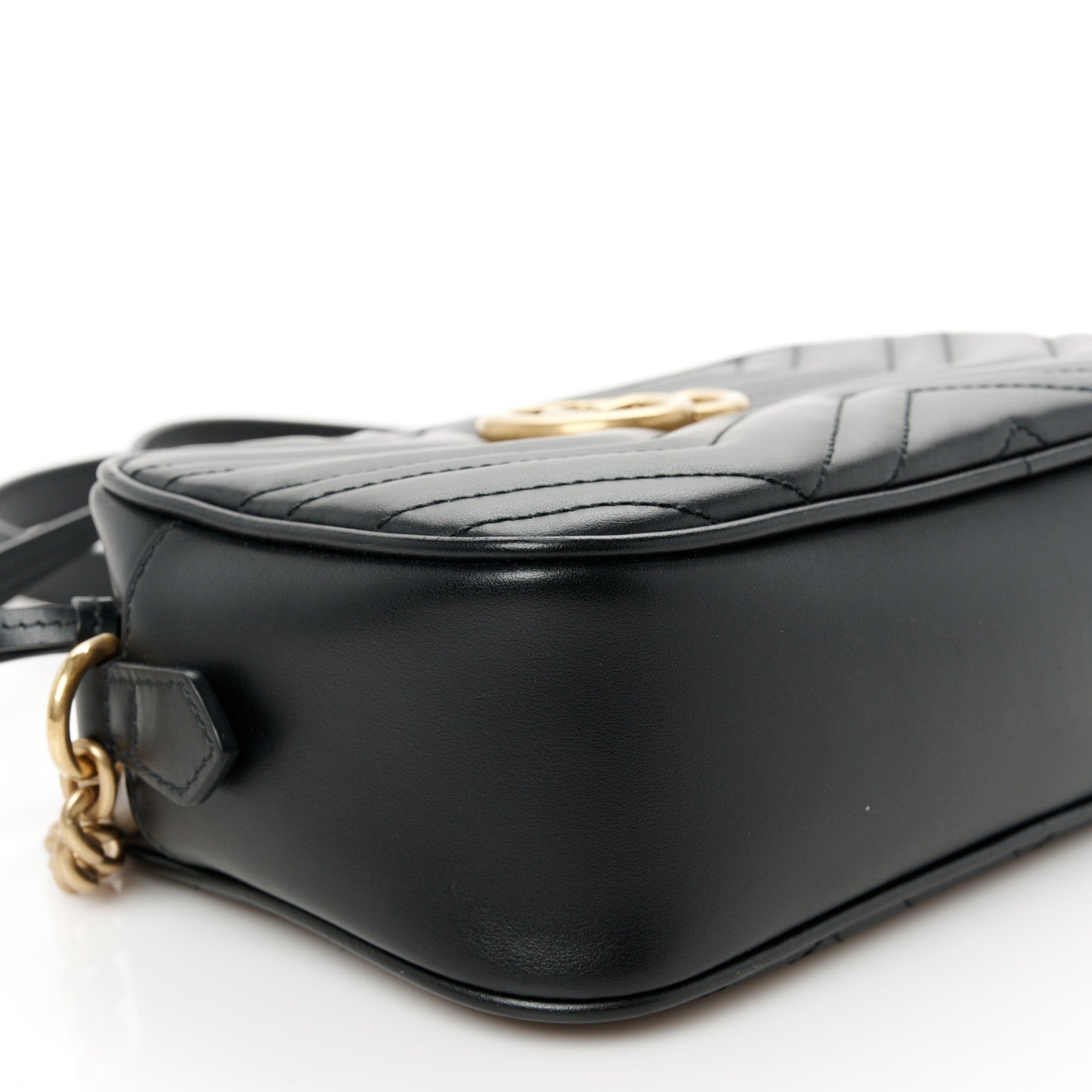 Calfskin Matelasse Small GG Marmont Chain Shoulder Bag Black