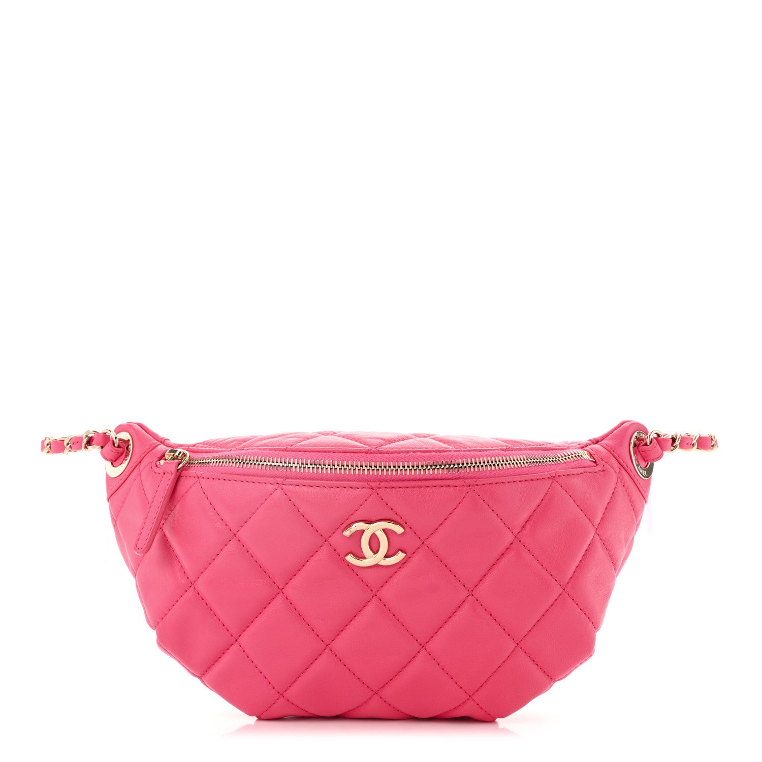 Chanel Lambskin Quilted Waist Bag Fanny Pack Pink 1748571 