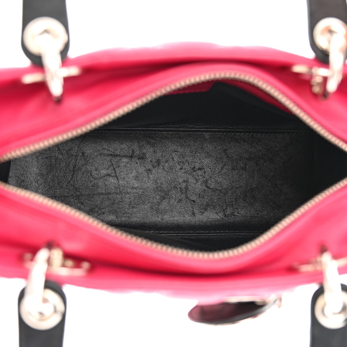 Lambskin Cannage Medium Tri-Color Lady Dior Fuchsia Anemone Black
