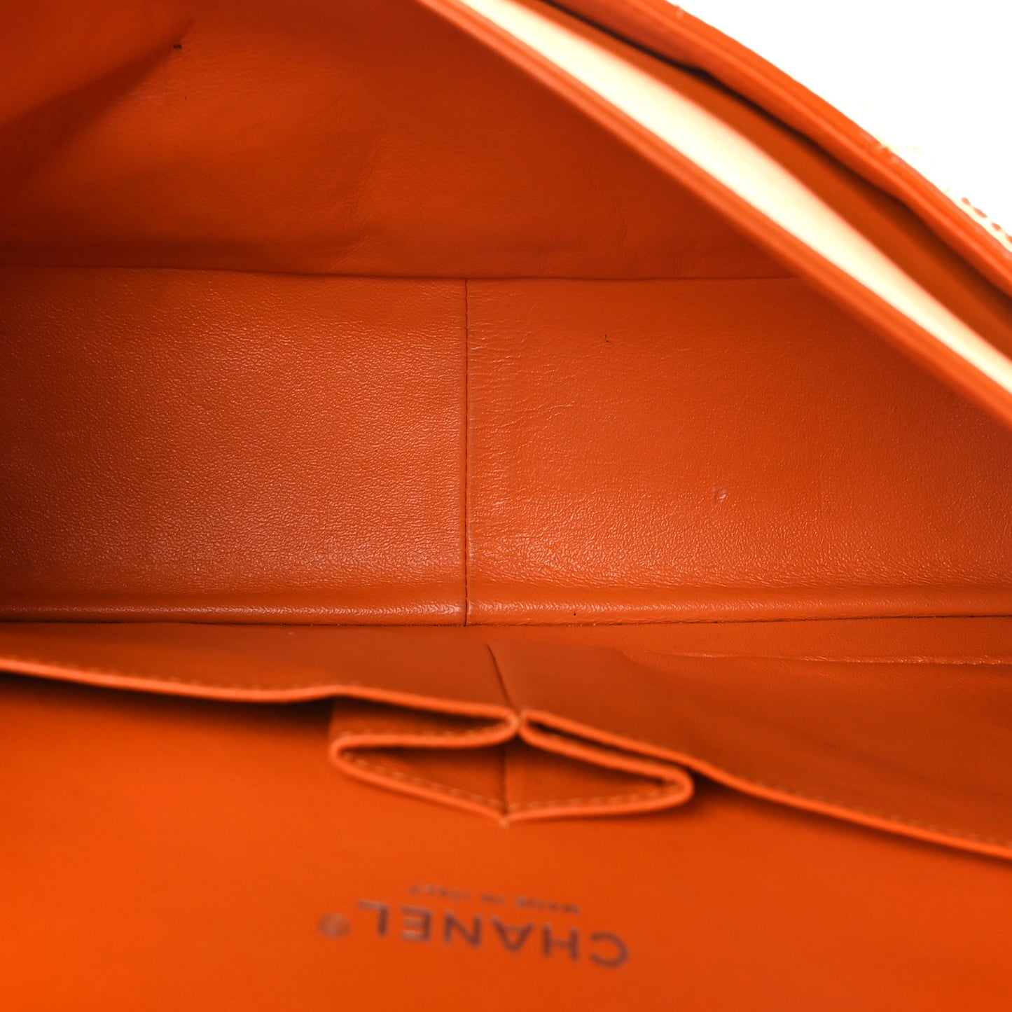 Patent Quilted Jumbo Double Flap Orange