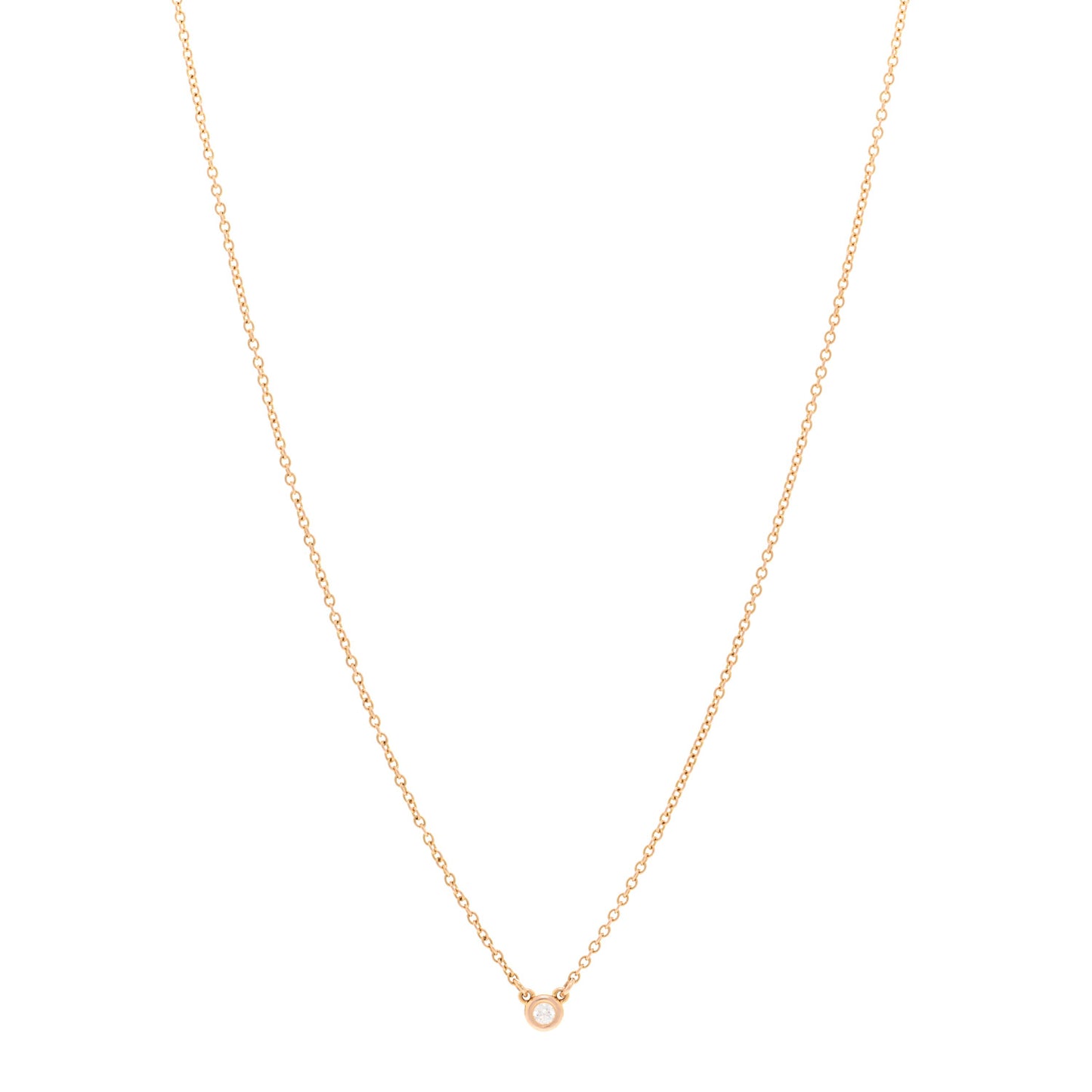 18K Rose Gold Diamond .05ct Elsa Peretti Diamonds by the Yard Pendant Necklace