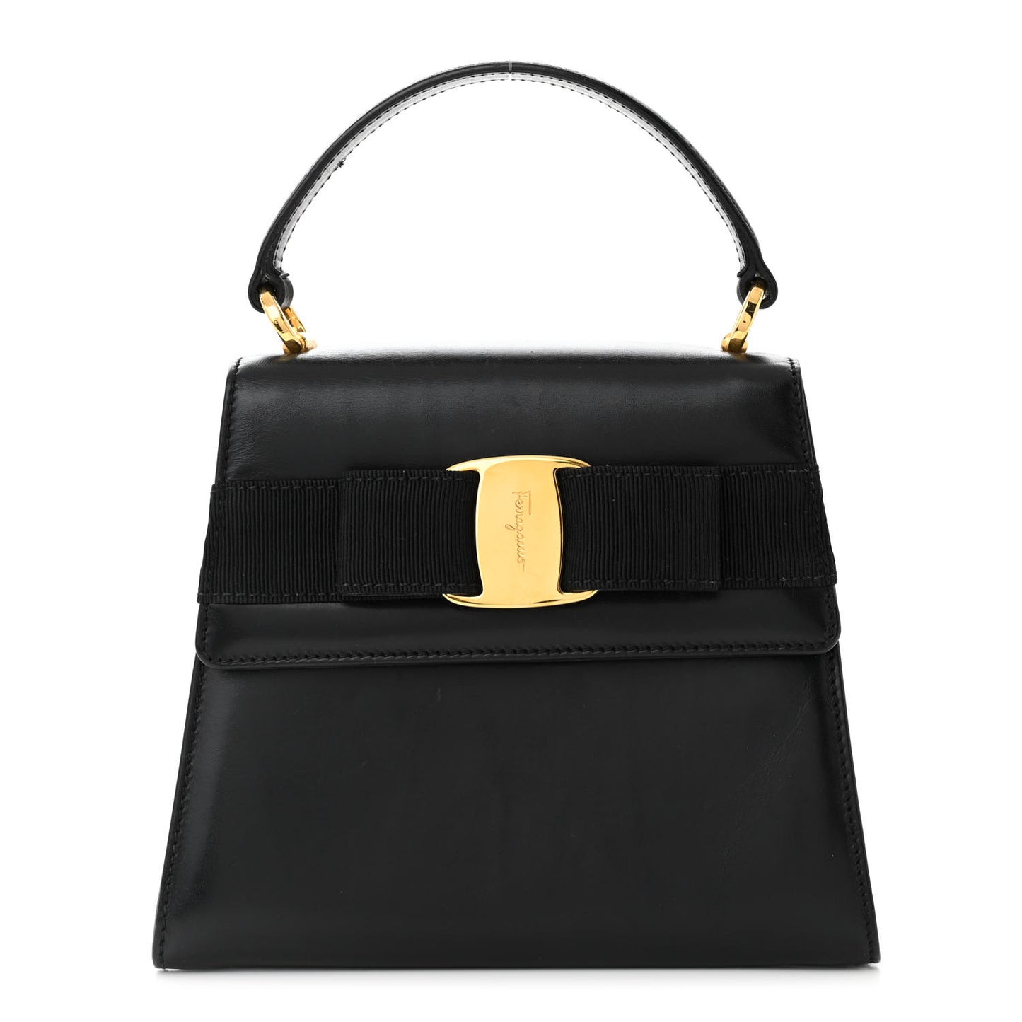 Calfskin Vera Bow Mini Top Handle Crossbody Bag Black