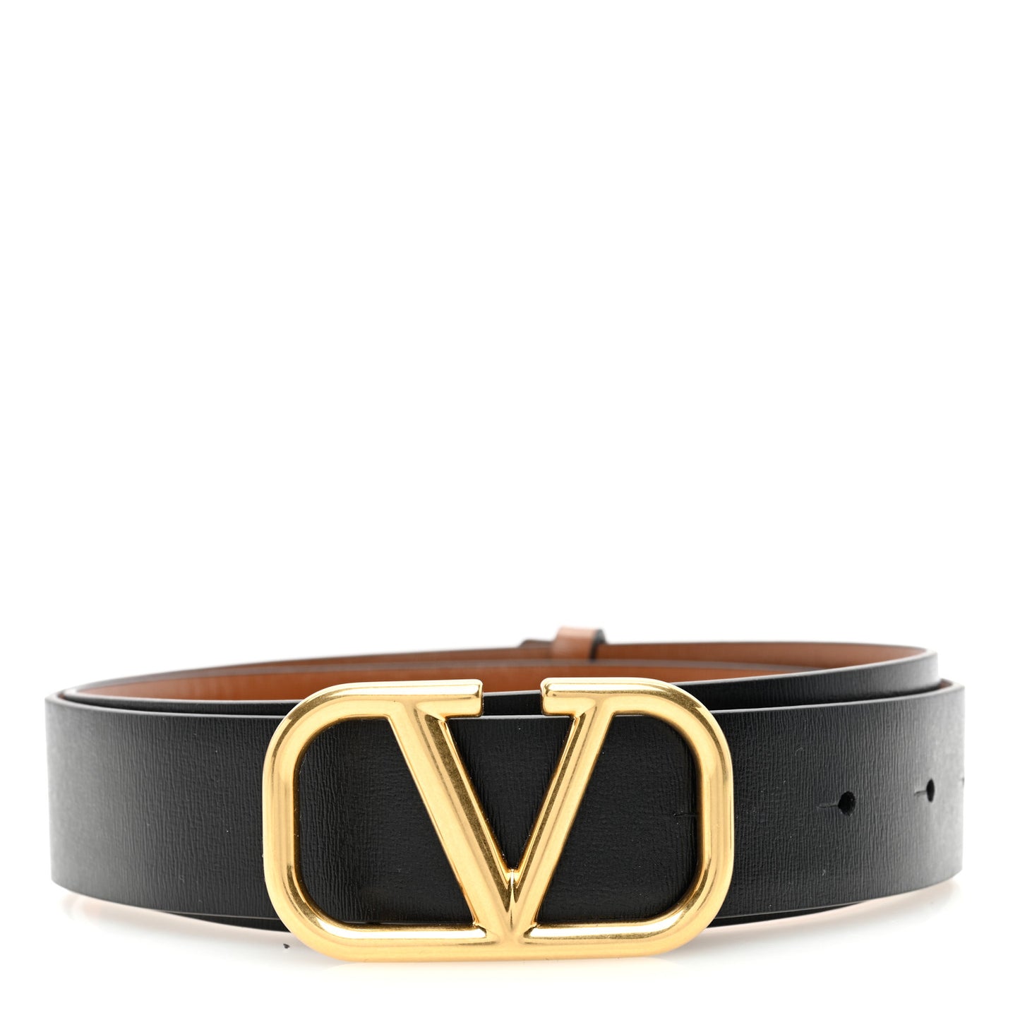 Glossy Calfskin VLogo Reversible 30mm Belt 95 38 Saddle Brown Black