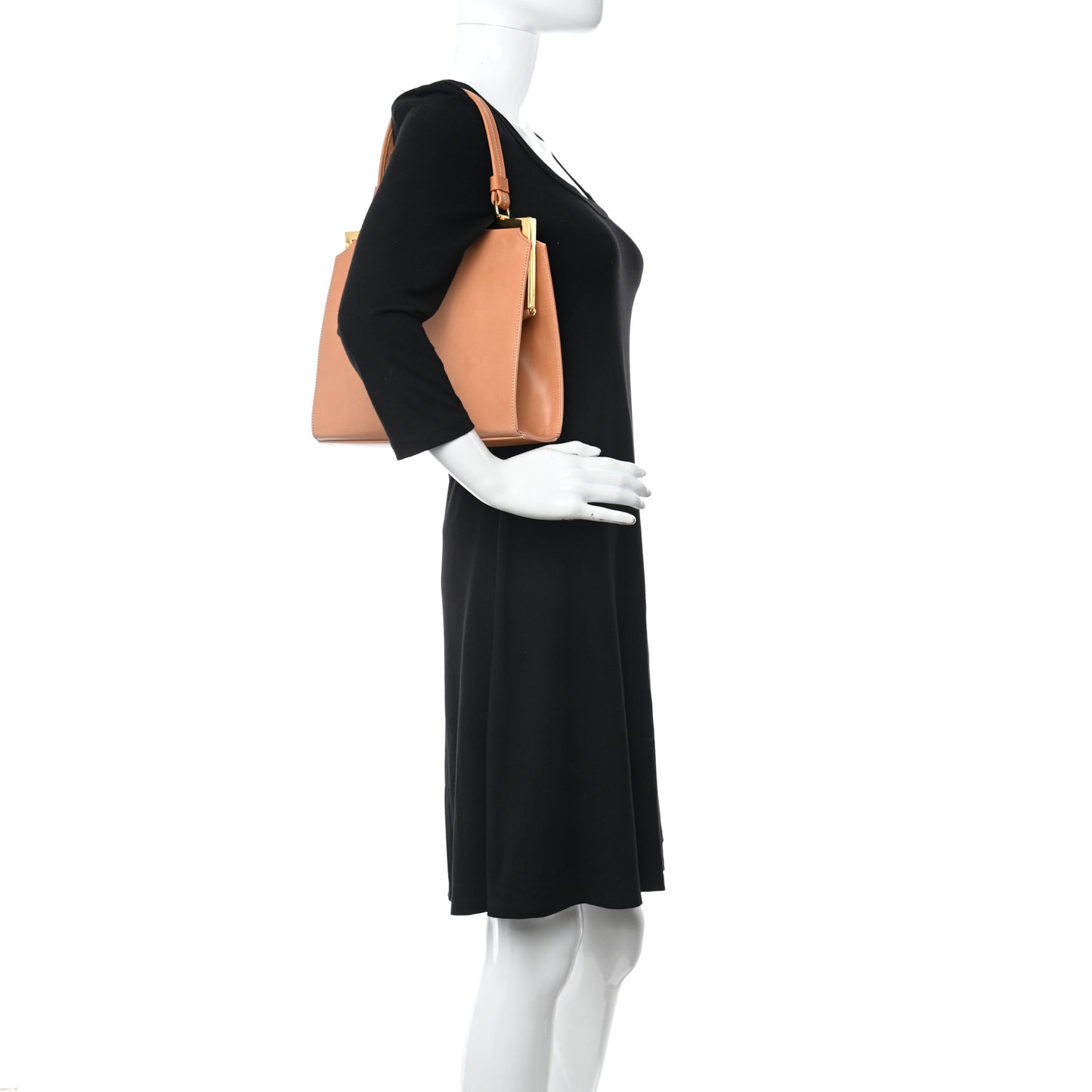 Vegetable Tanned Calfskin Elegant Top Handle Bag Cammello