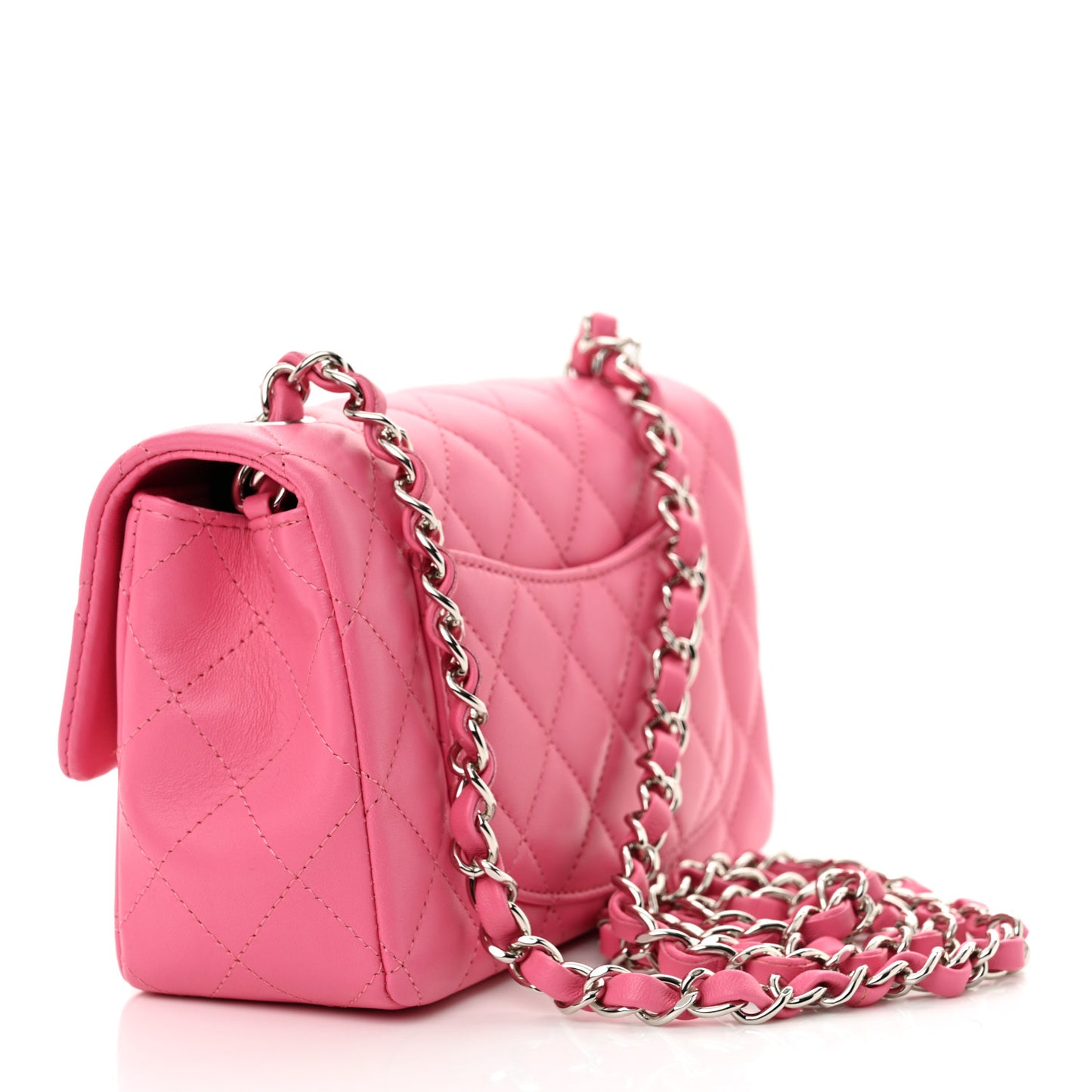 Lambskin Quilted Mini Rectangular Flap Pink