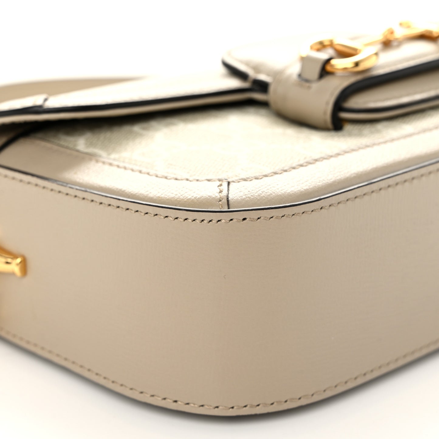 GG Supreme Monogram Small Horsebit 1955 Chain Shoulder Bag Beige Mystic White