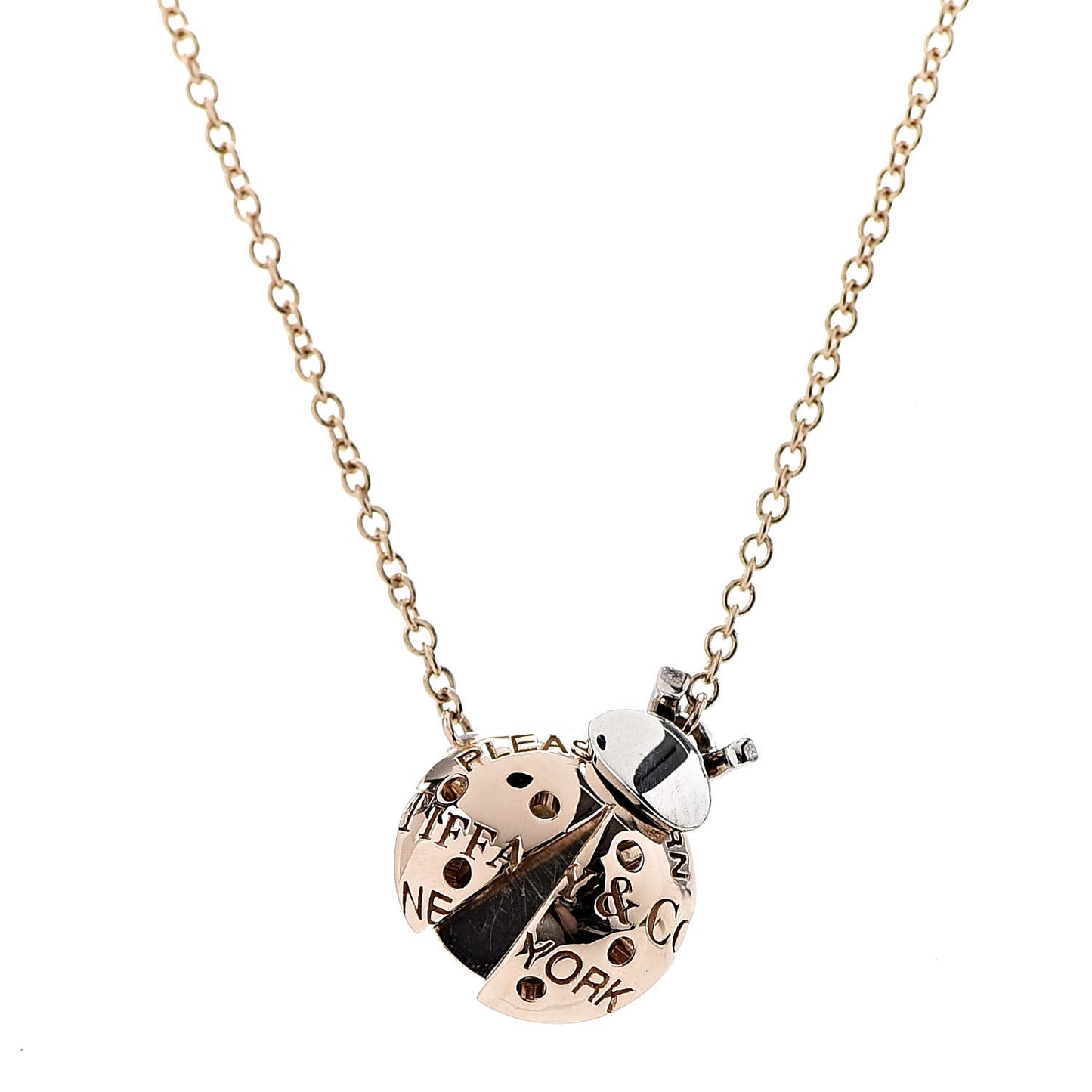 18K Rose Gold Sterling Silver Return to Love Bugs Ladybug Pendant Necklace