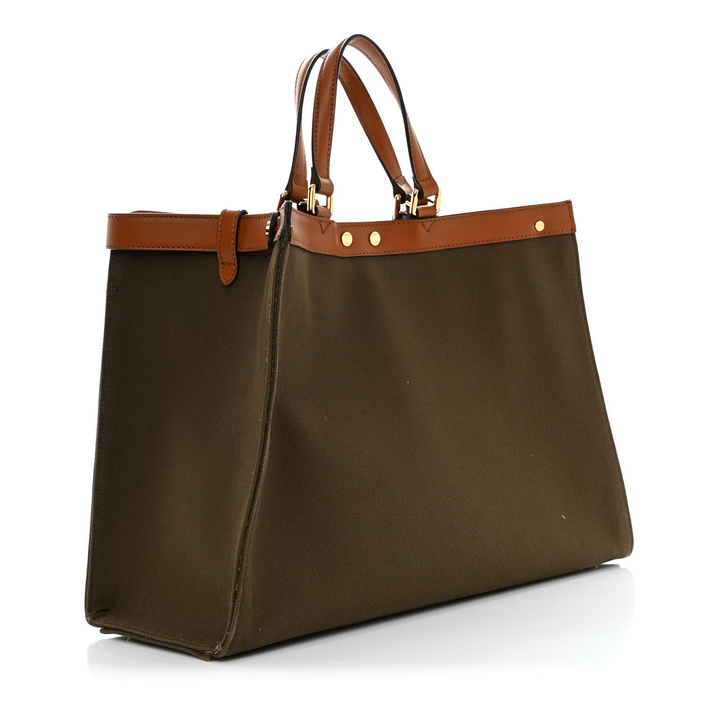 Canvas Vitello King FF Embroidered Medium Peekaboo X-Tote Amazzonia Cuoio