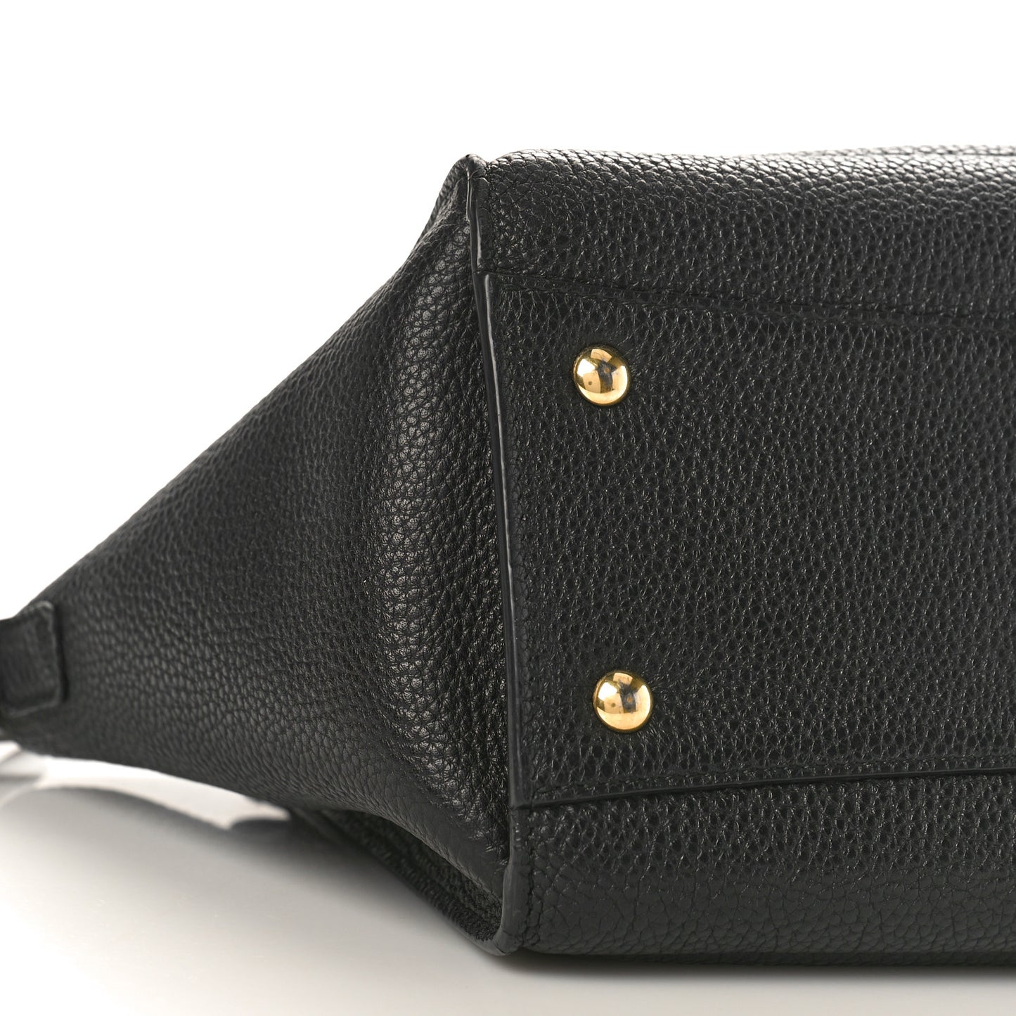 Hammered Calfskin Double Handle Small Amy Tote Black