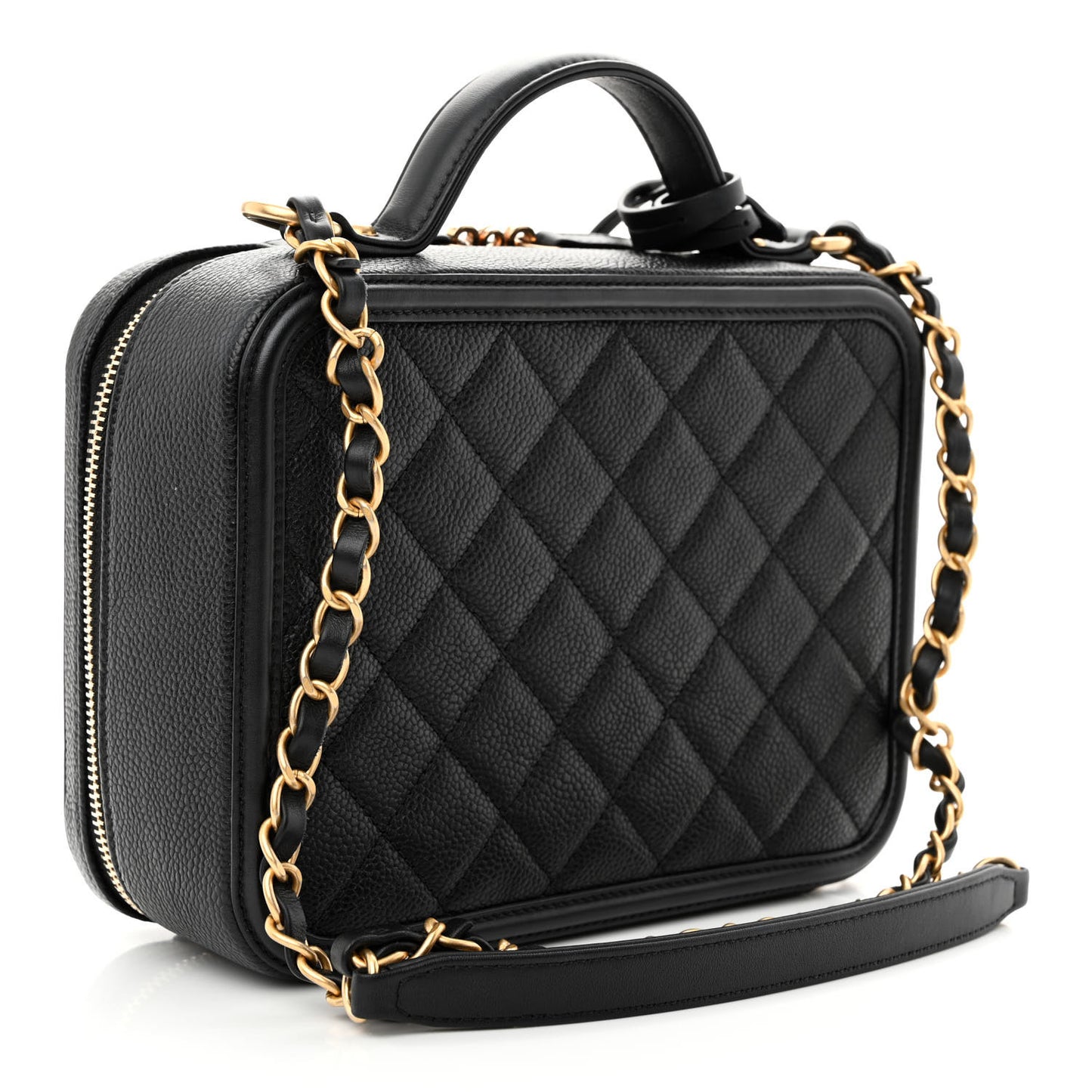 Caviar Quilted Medium CC Filigree Vanity Case Black