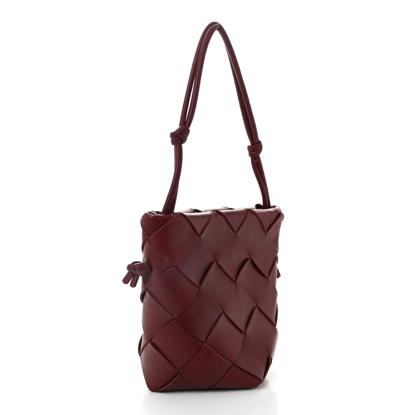 Nappa Maxi Intrecciato Clasp Bucket Bag Bordeaux