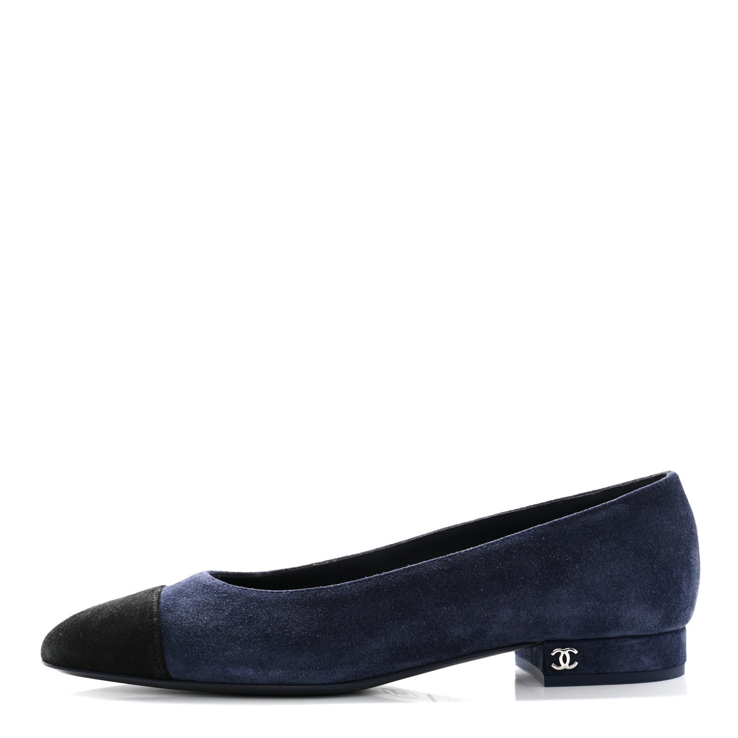 Chanel Suede Cap Toe Ballerina Flats 37 Navy 1 of 8