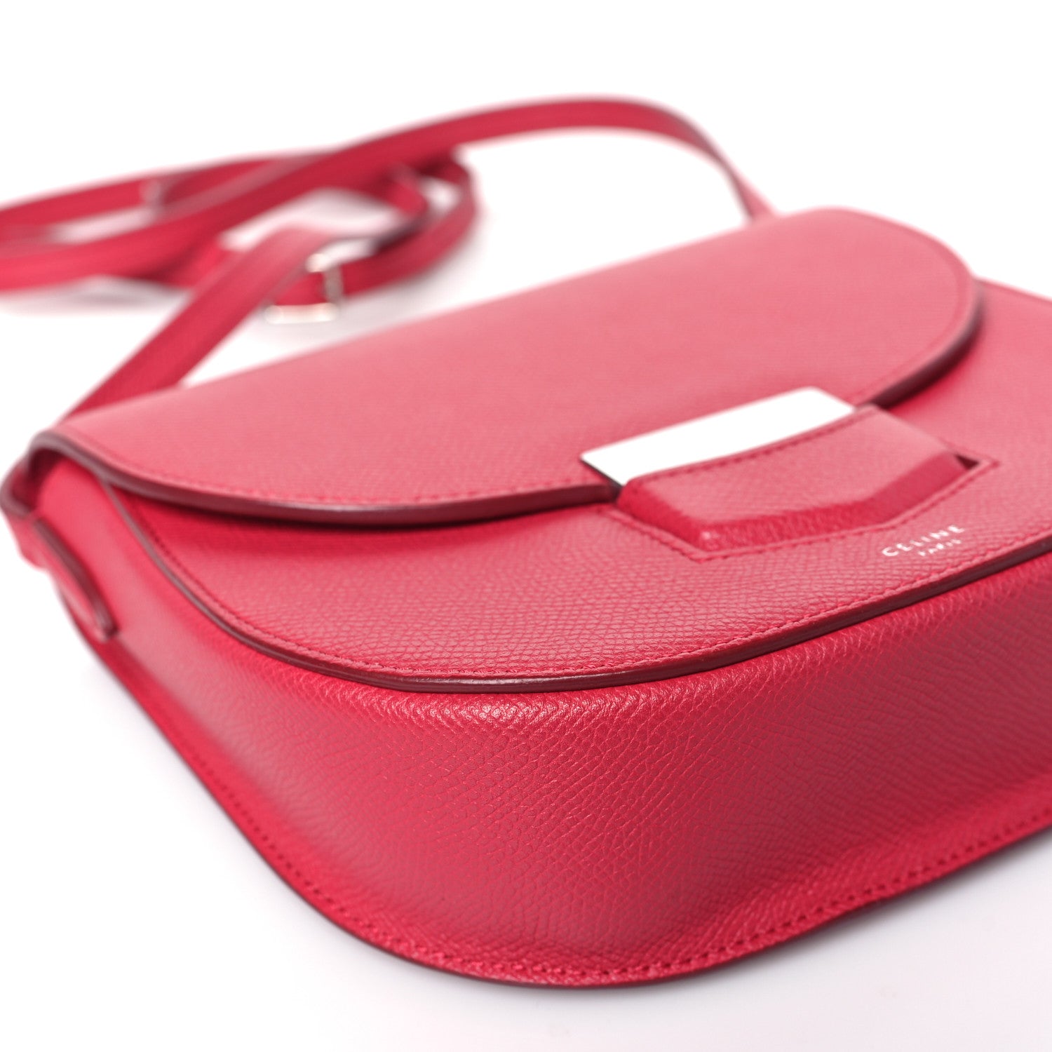 Celine Grained Calfskin Small Trotteur Dark Pink 8 of 10