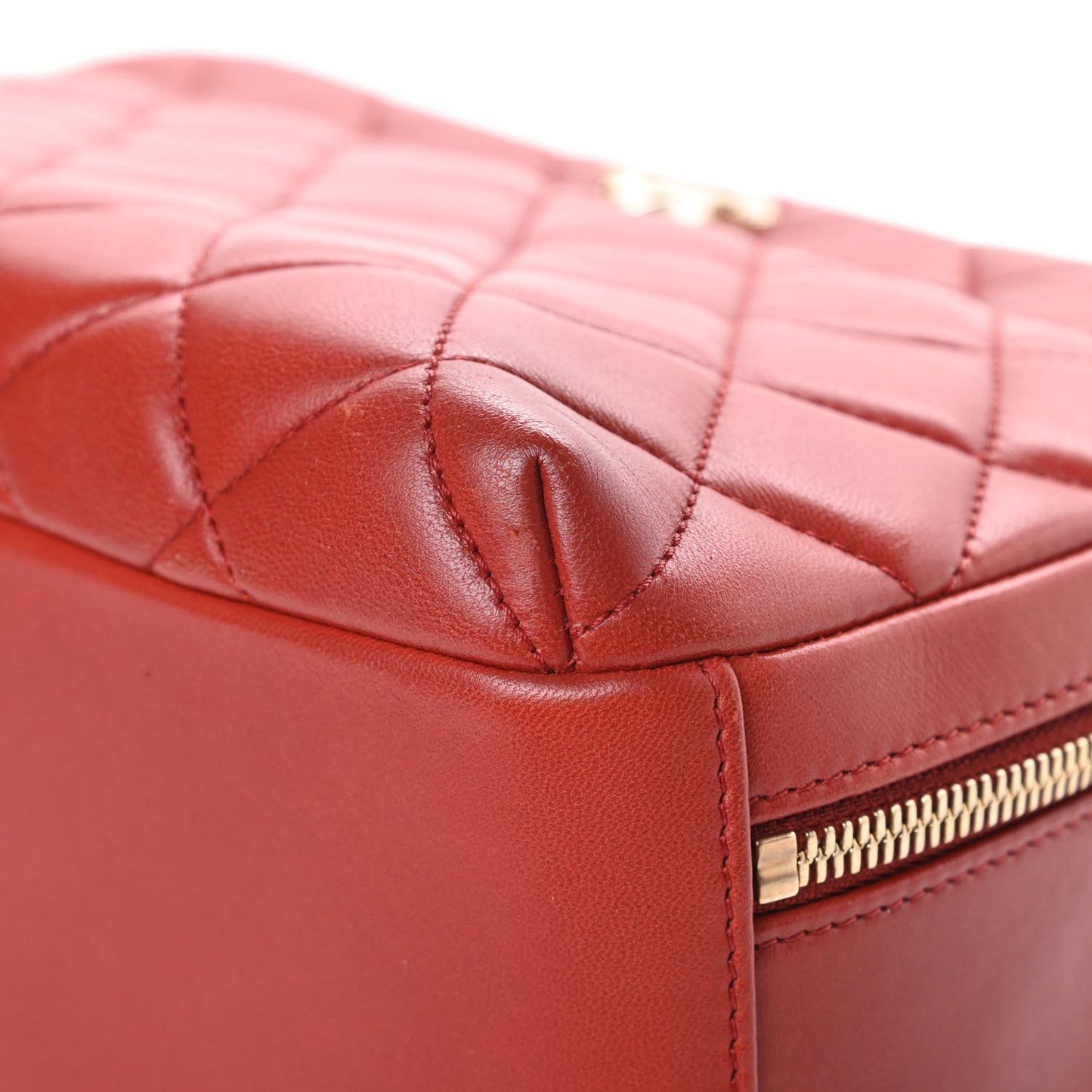 Lambskin Quilted Medium Trendy CC Bowling Bag Red