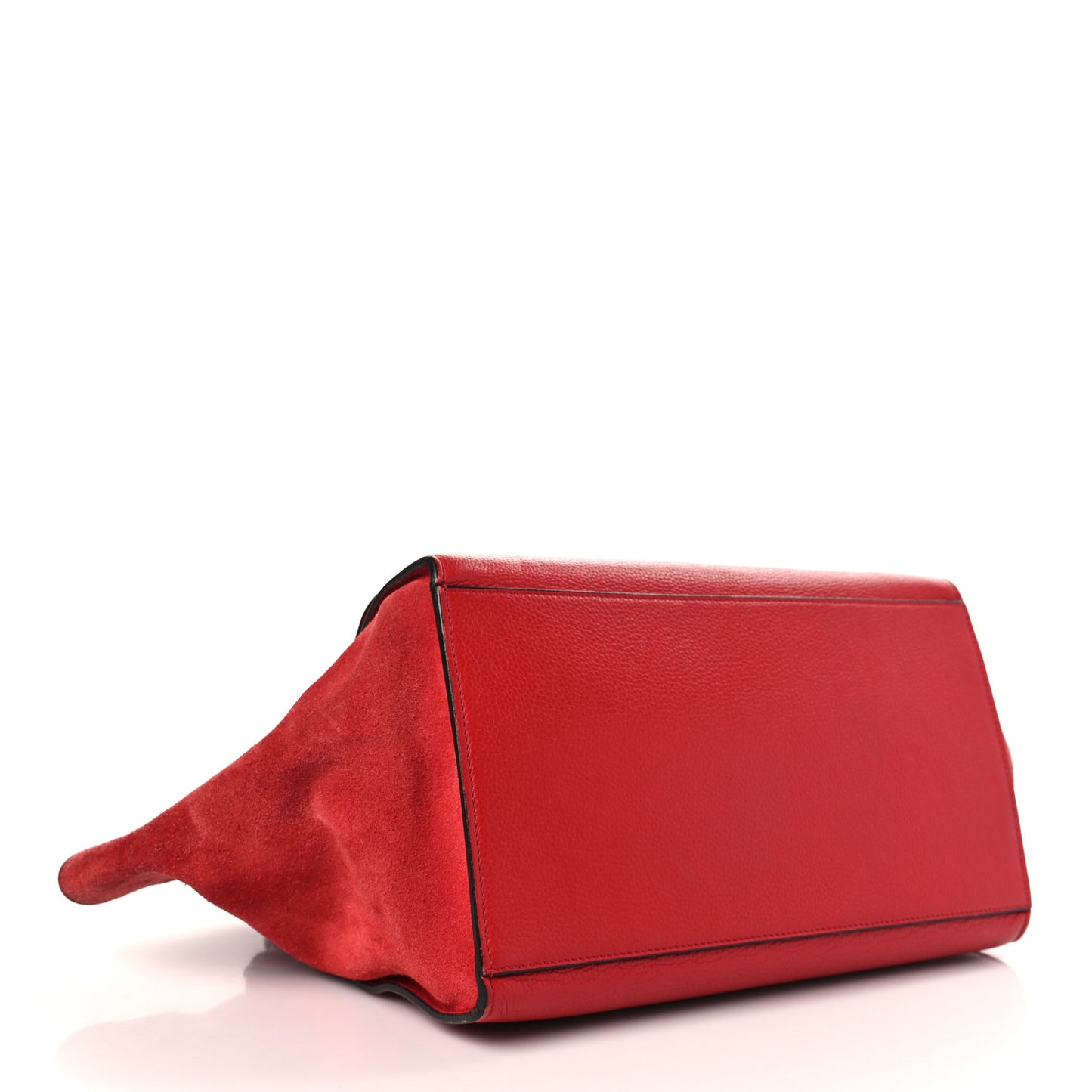 Drummed Calfskin Suede Large Trapeze Coquelicot