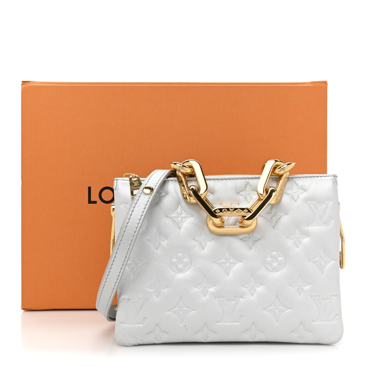 Lambskin Embossed Monogram Coussin BB Silver