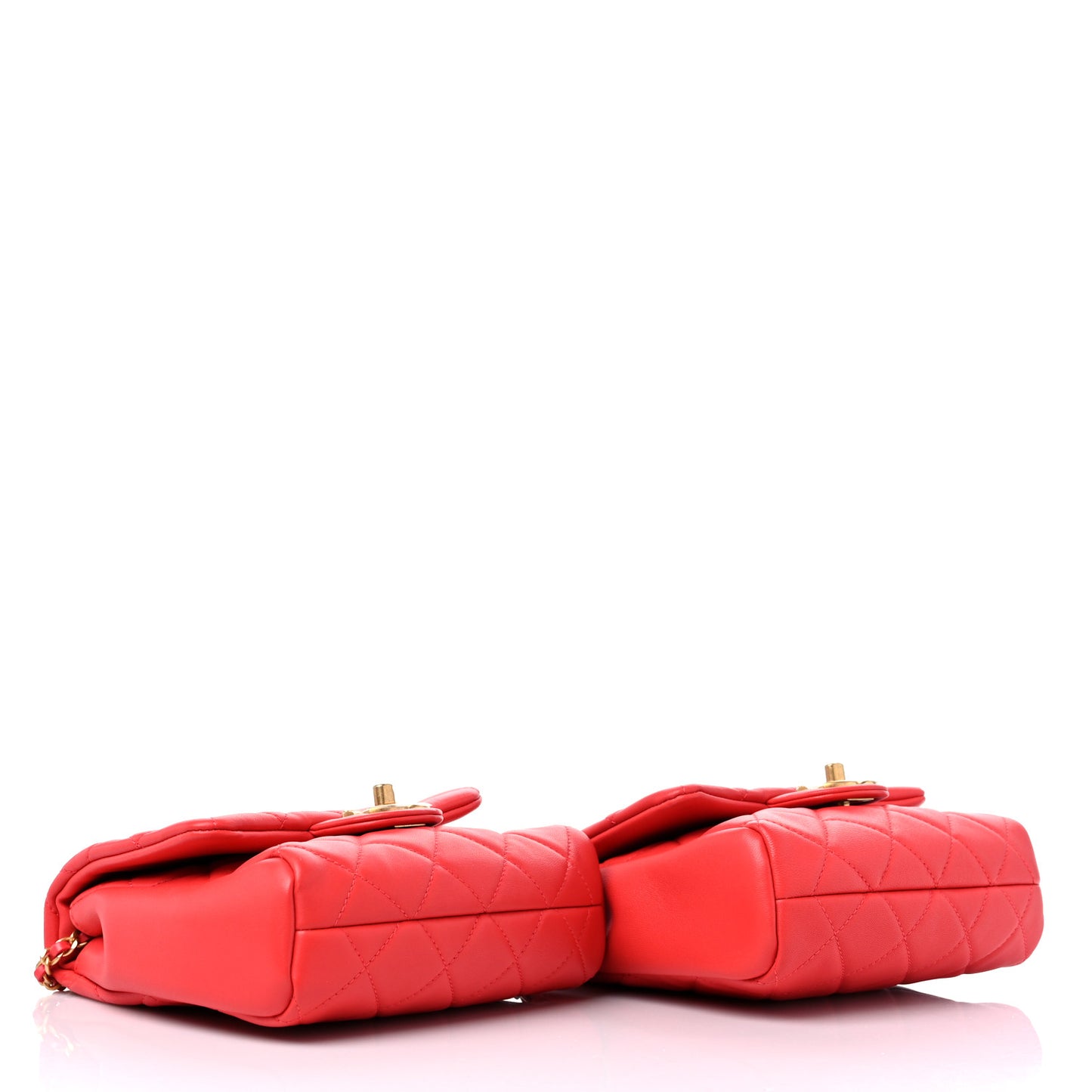 Lambskin Quilted Side-Packs Red