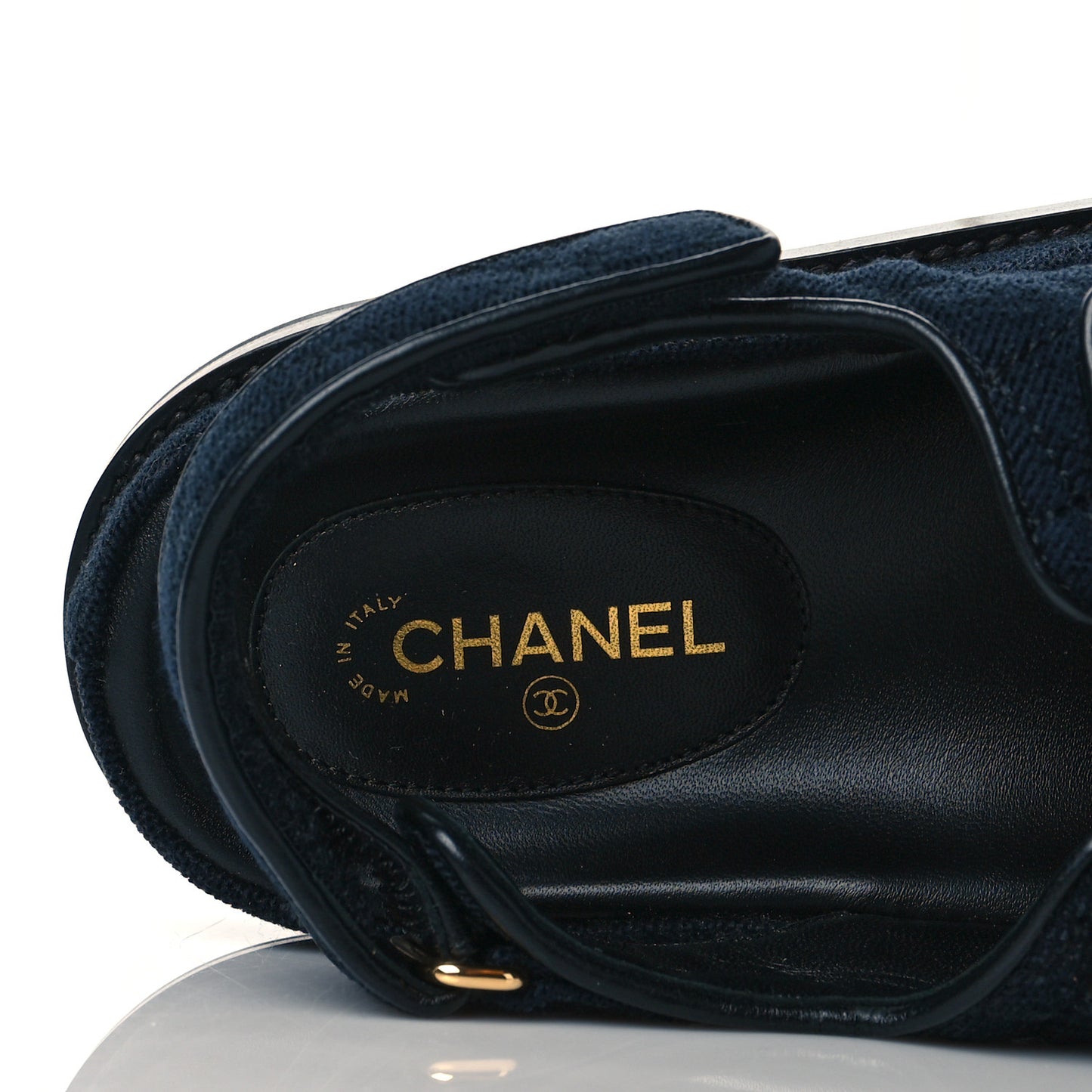Velvet Velcro Dad Sandals 40 Navy Blue