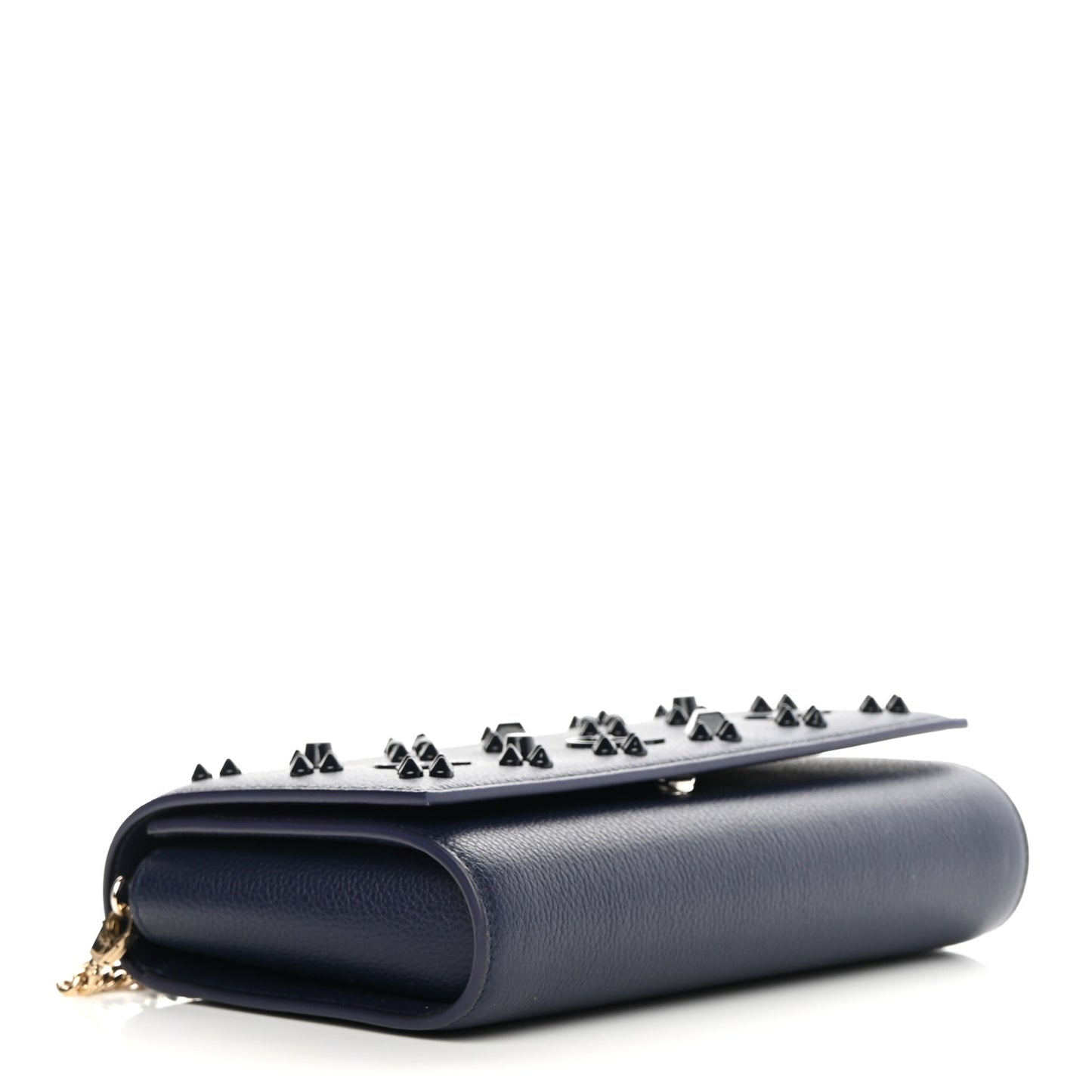 Calfskin Spikes Loubinthesky Paloma Clutch Navy