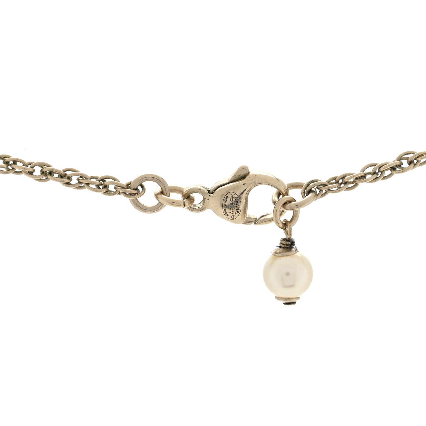 Metal Pearl Crystal CC Textured Pendant Necklace Gold