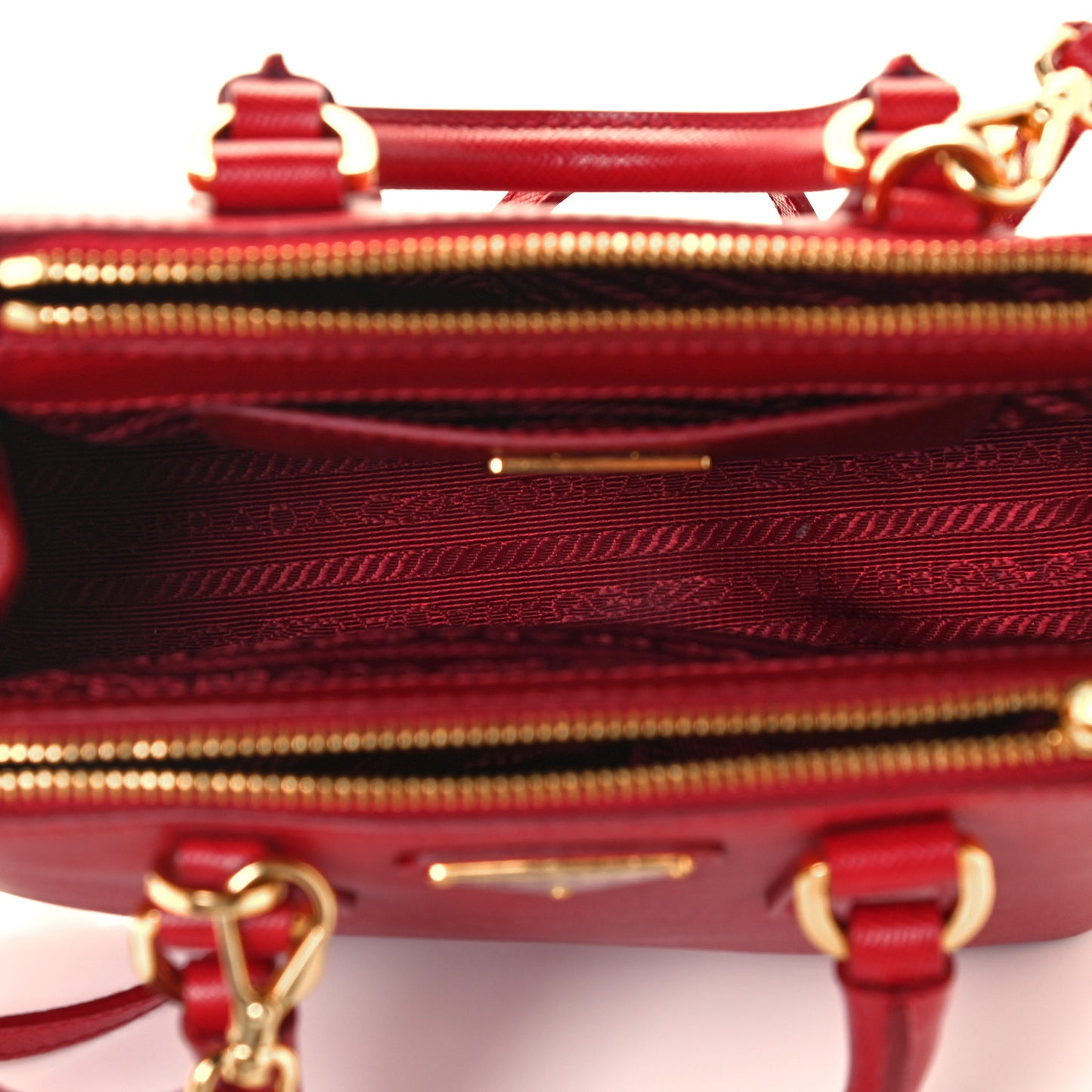 Saffiano Lux Micro Galleria Double Zip Tote Fuoco