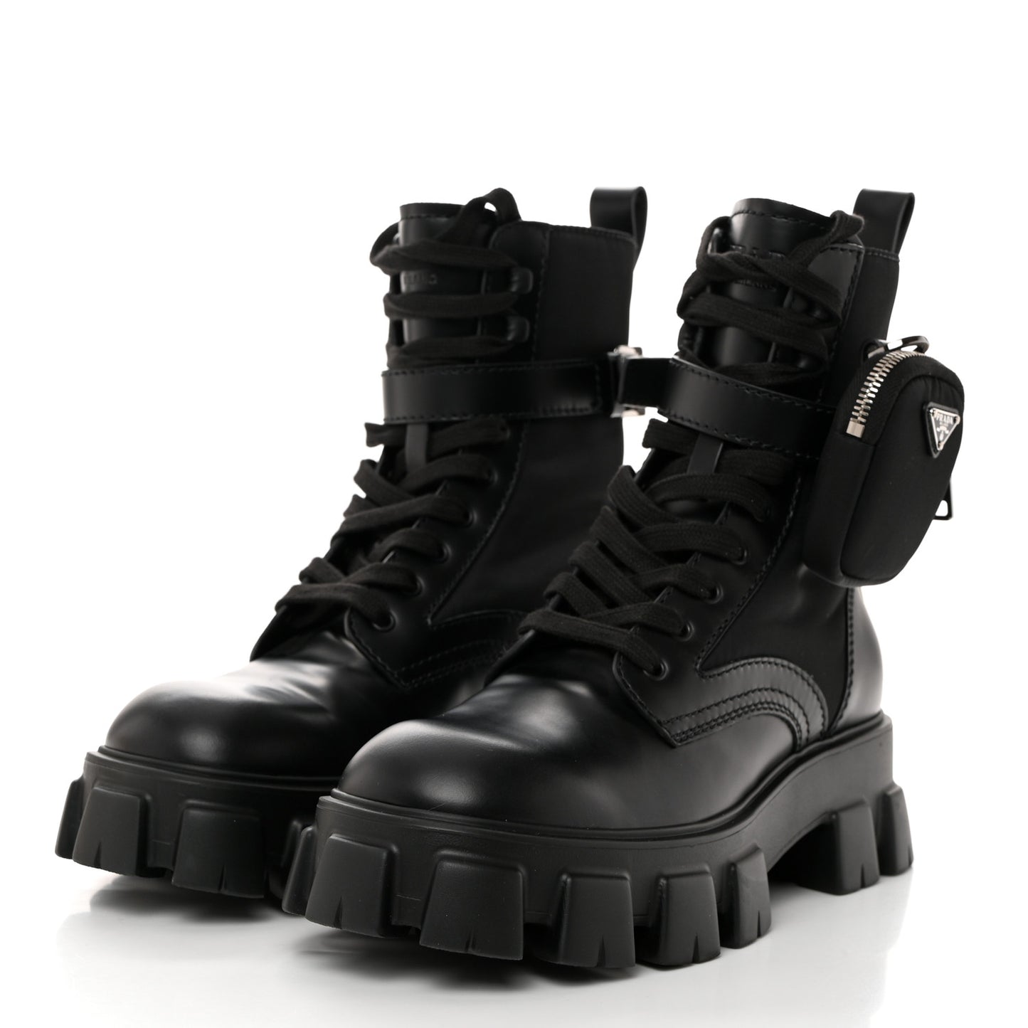Spazzolato Rois Re-Nylon Metal Triangle Logo Mens Monolith Pouch Pocket 60mm Combat Boots 8 Black
