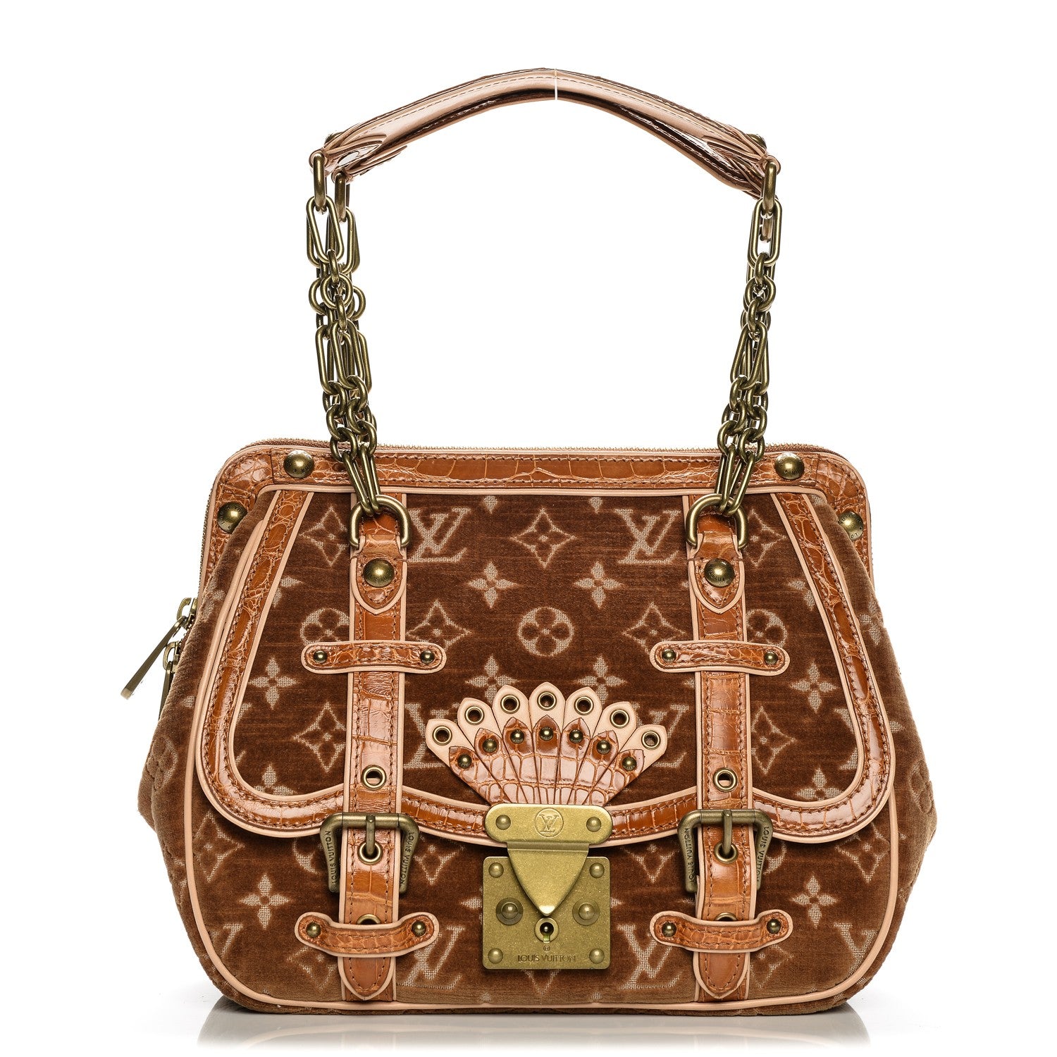 Louis Vuitton Monogram Velours Alligator Gracie MM Tan 202284