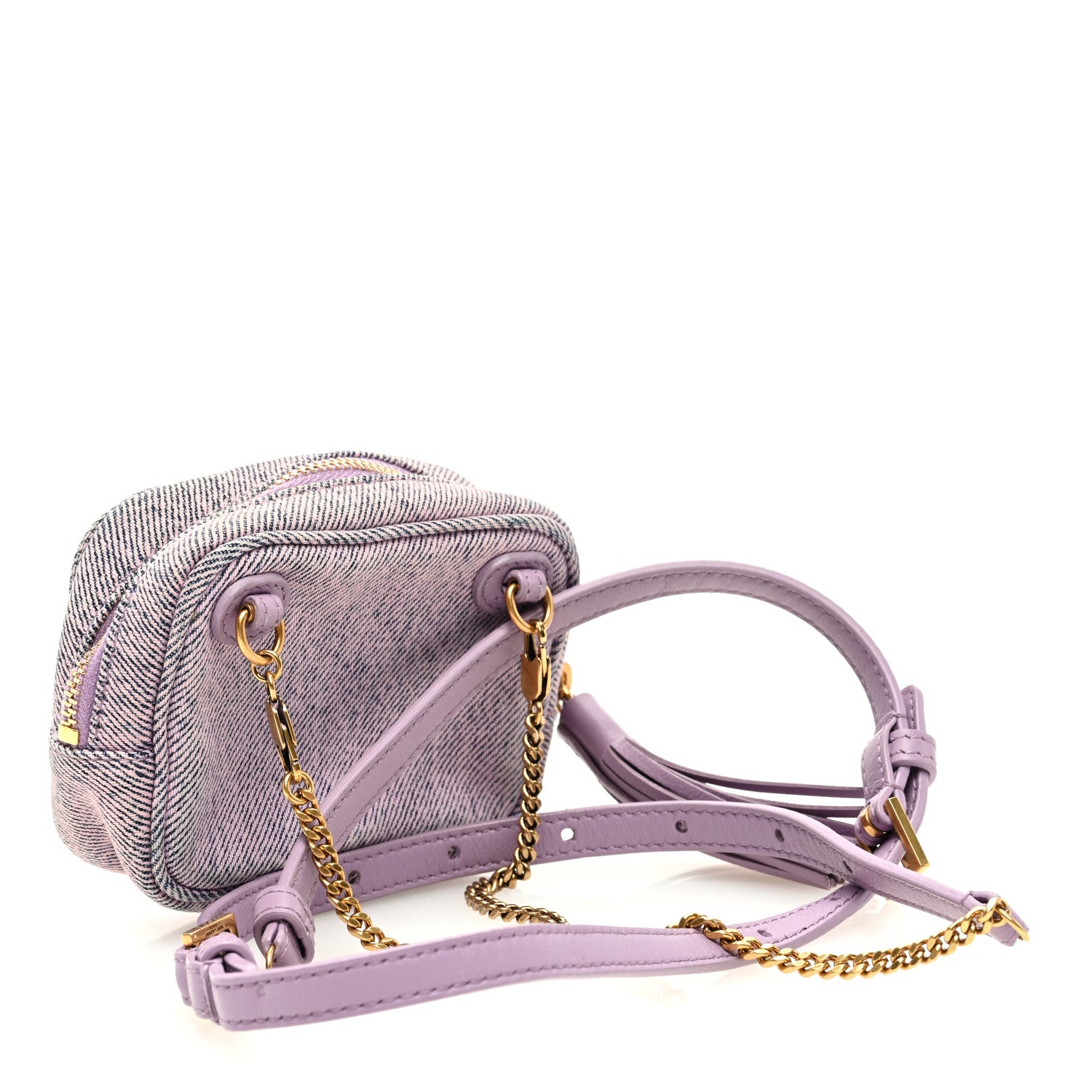 Saint Laurent Denim Matelasse Monogram Lou Belt Bag Washed Purple 2 of 10