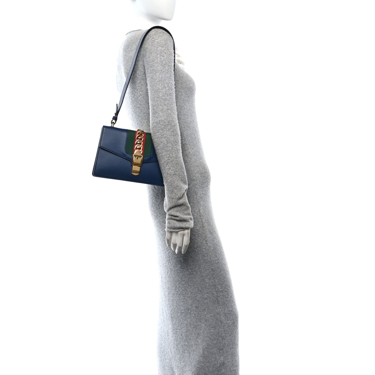 Calfskin Small Sylvie Shoulder Bag Blue Agata